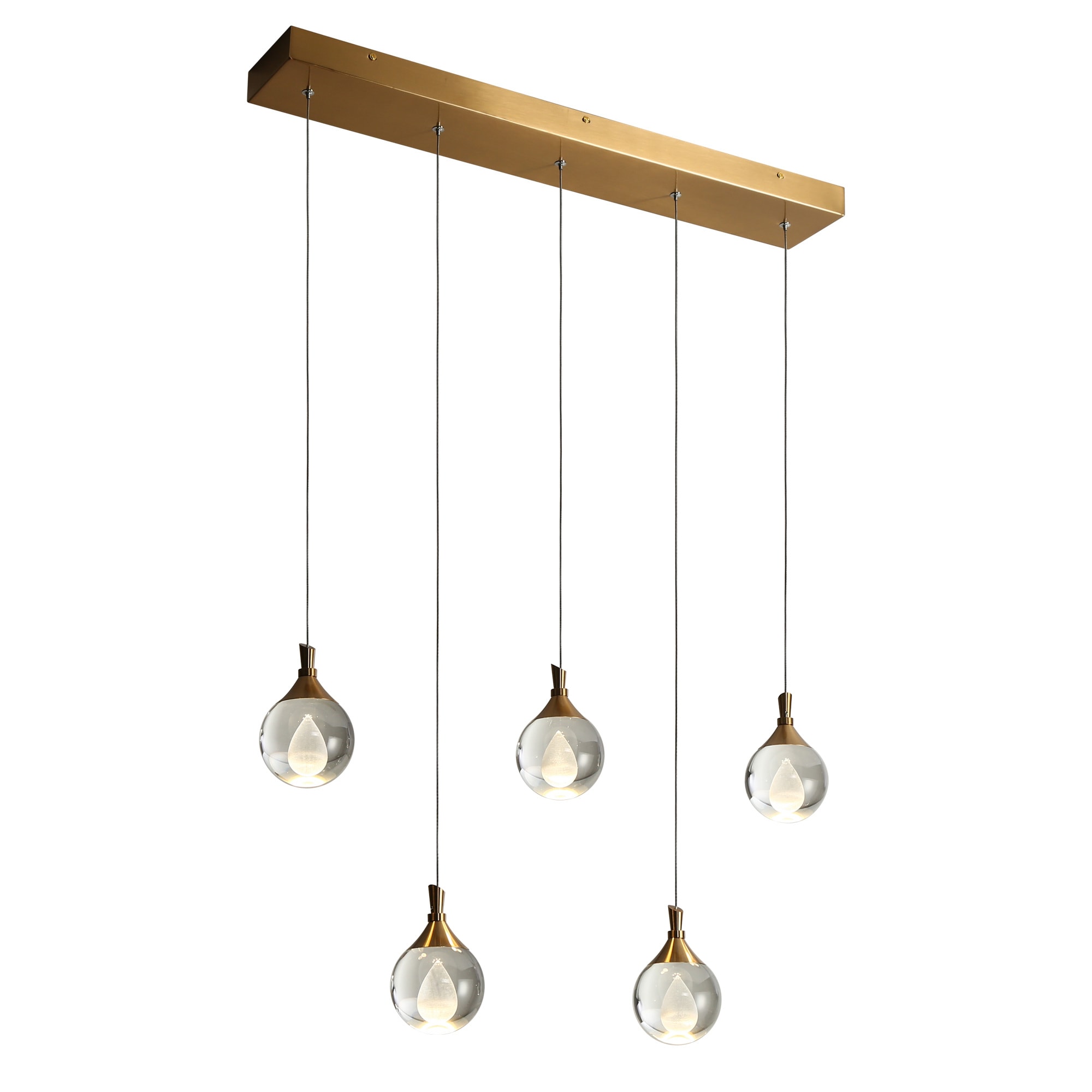 LNC Dsenlupor 5-Light Polished Gold Modern/Contemporary Clear Glass ...