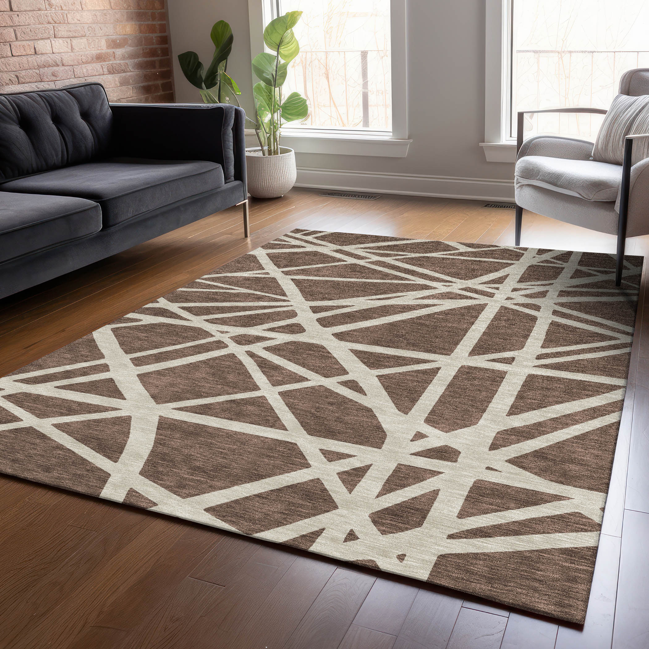 Addison Rugs ACN1040BR3X5 Chantille ACN1040BR 3 x 5 (ft) Polyester Brown Rectangular Indoor/Outdoor Geometric Machine washable Area rug