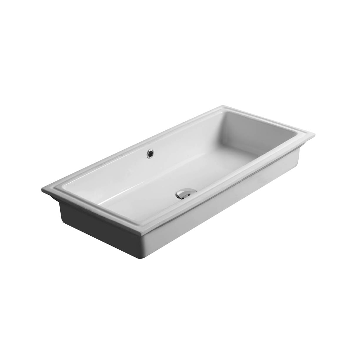 WS Bath Collections CITY 84.39 City Ceramic Undermount Rectangular Modern Ceramic white Bathroom Sink ( 33.1-Inches x 15.4-Inches )
