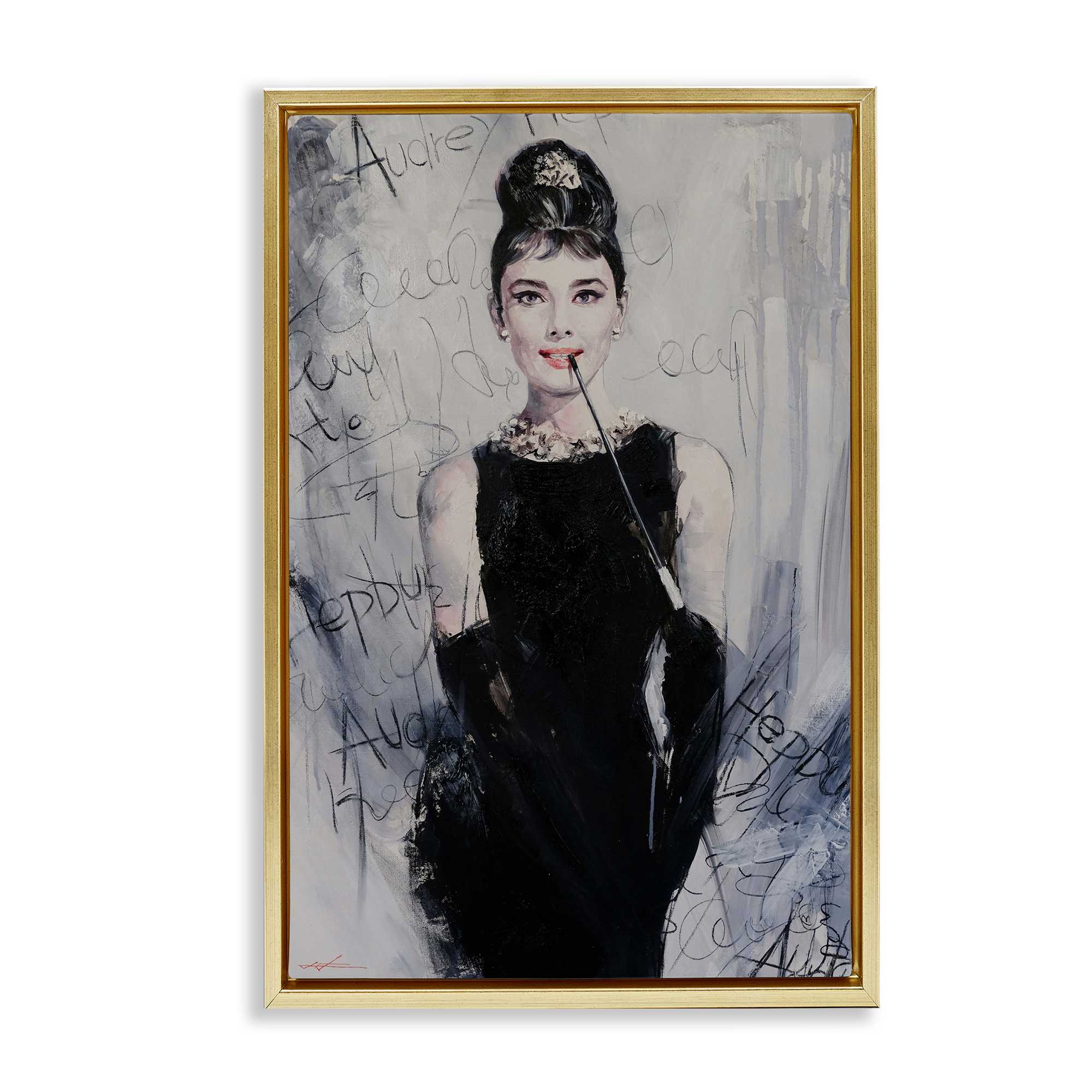 Stupell Industries BT-037-FFG-16X24 Classic Audrey Modern Details Gold Framed Floater Canvas Wall Art By Lucille Lee 17 x 25