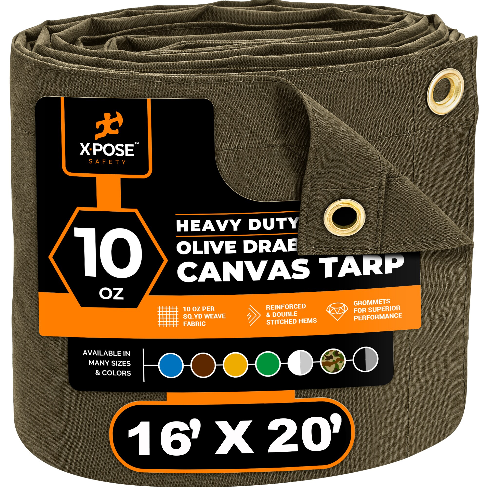 XPOSE SAFETY CTOD10-1620-X 16-ft x 20-ft Green Commercial Canvas 14-mil Tarp
