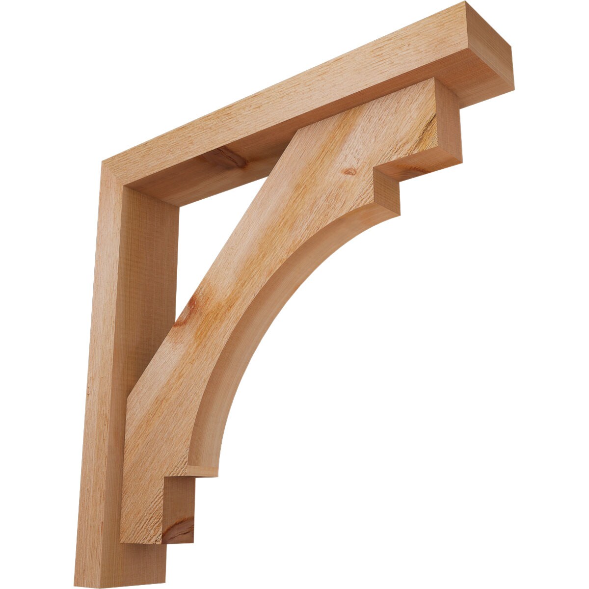 Ekena Millwork 1463020 Merced Block Rough Sawn Bracket with Offset Brace 4-in x 22-in x 22-in Western red cedar Brown Wood Standard bracket