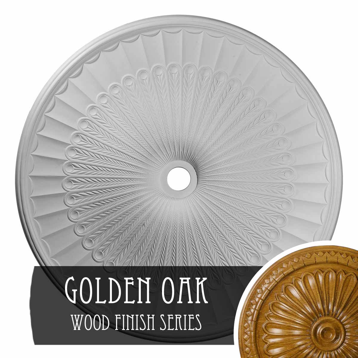 Ekena Millwork CM51GLGOS Galveston 51-in W x 51-in L Golden Oak Polyurethane Ceiling Medallion