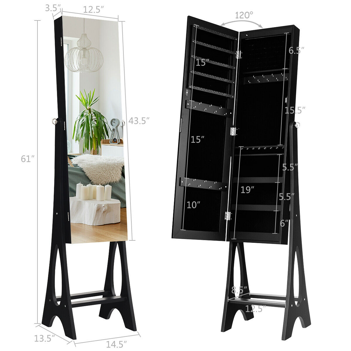 Costway HW58536BK Jewelry-Organization - View #2