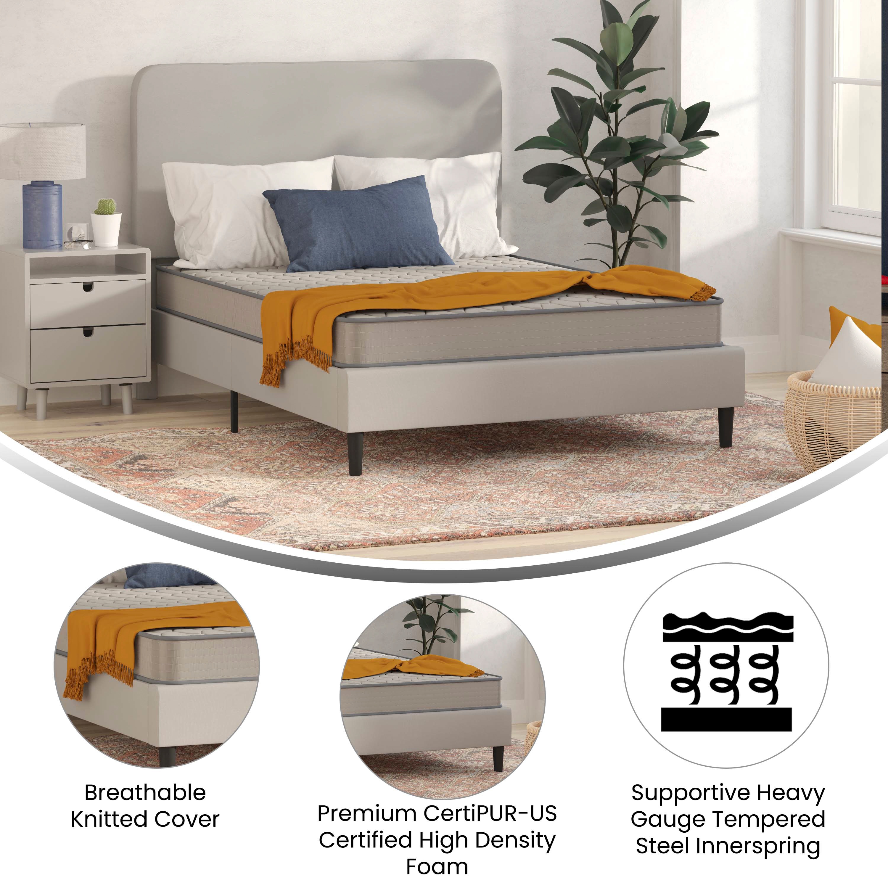 ComfySleep Full 6" Gray Innerspring Foam Hybrid Mattress