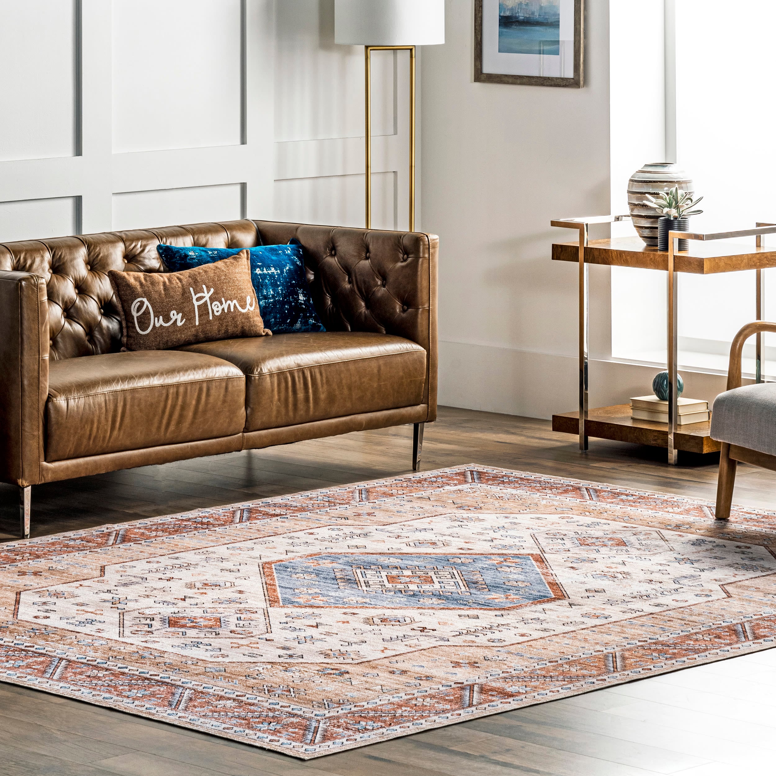 nuLOOM BIRV29A-406 Revel 4 x 6 (ft) Loomed Polyester Multi Rectangular Indoor Medallion Vintage Machine washable Area rug