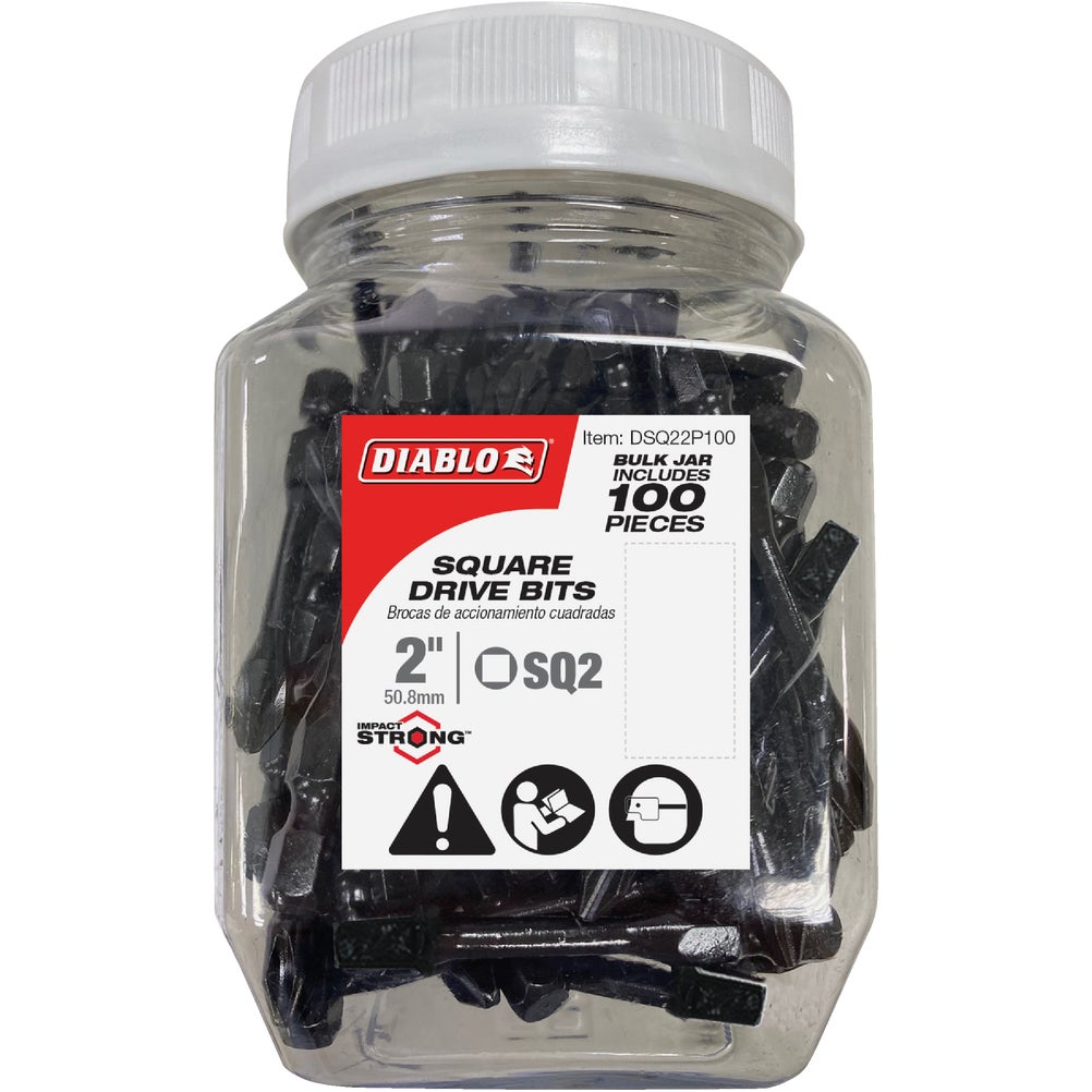 Diablo  DSQ22P100 2-Inch #2 Square Drive Bits - 100-Pack for Durable Fastening