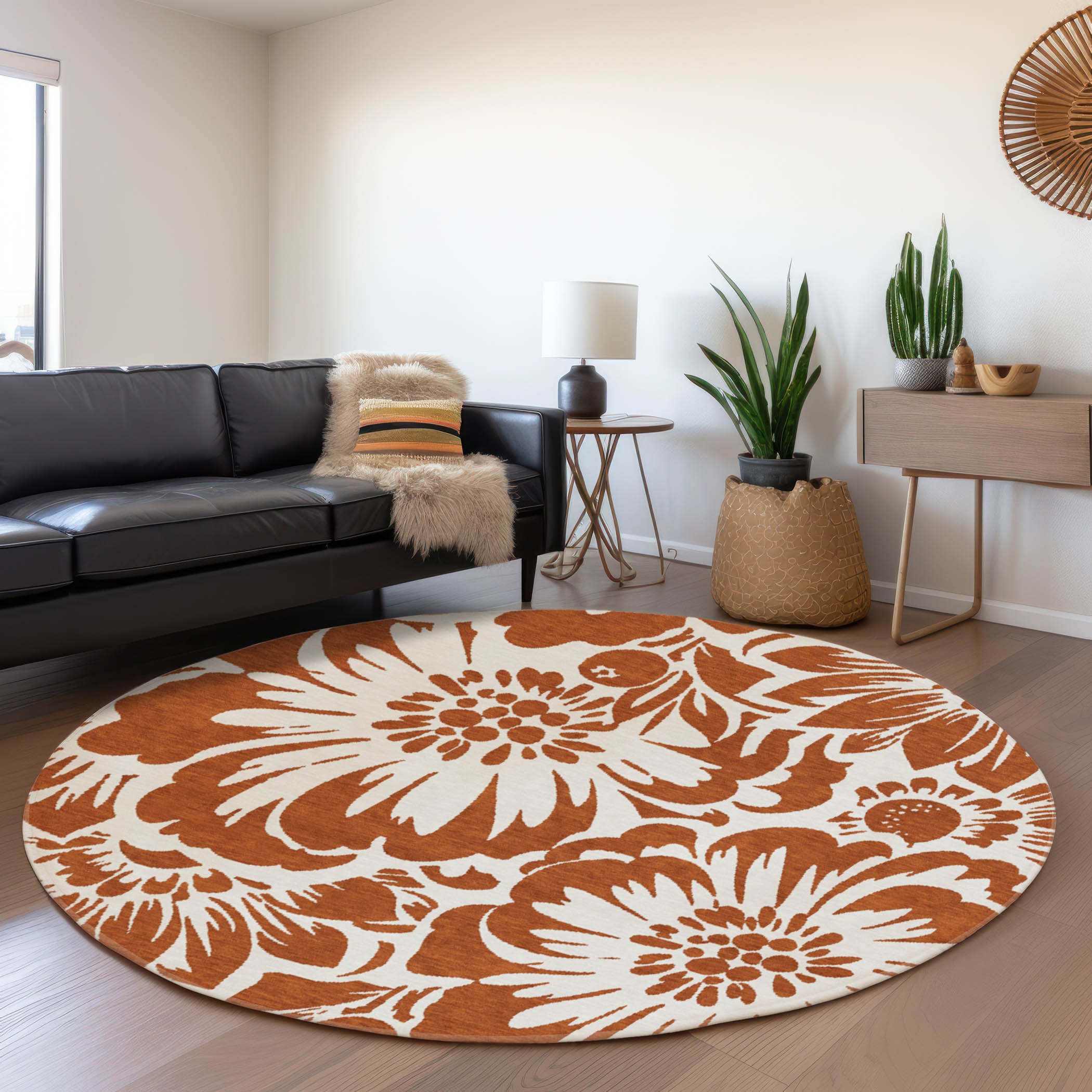 Addison Rugs AMF511PP8RO Mayfield AMF511PP 8 x 8 (ft) Loomed Polyester Purple Round Indoor Abstract Machine washable Area rug