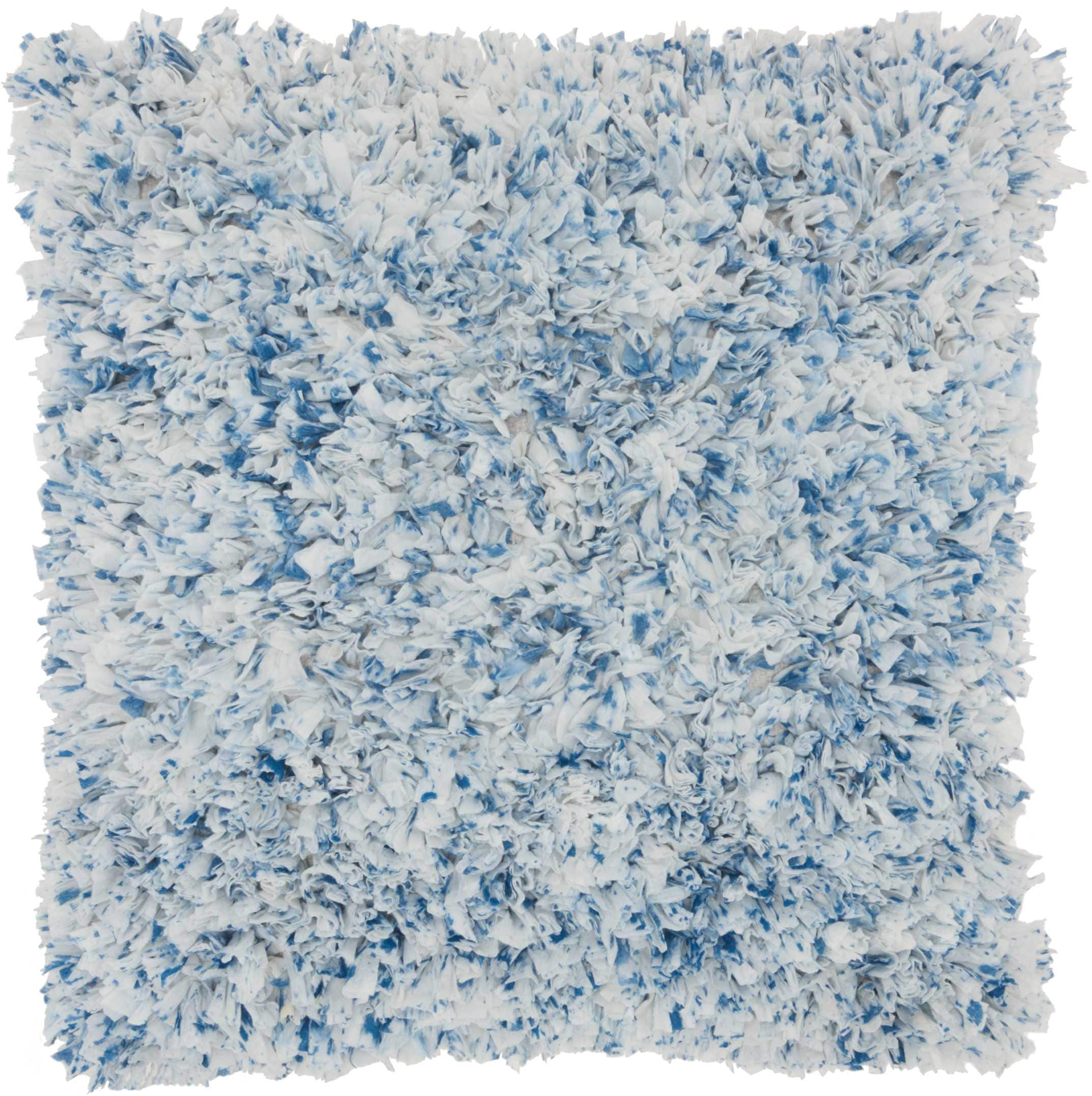 Navy and White Cotton Shag Square Kids Pillow, 17" x 17"