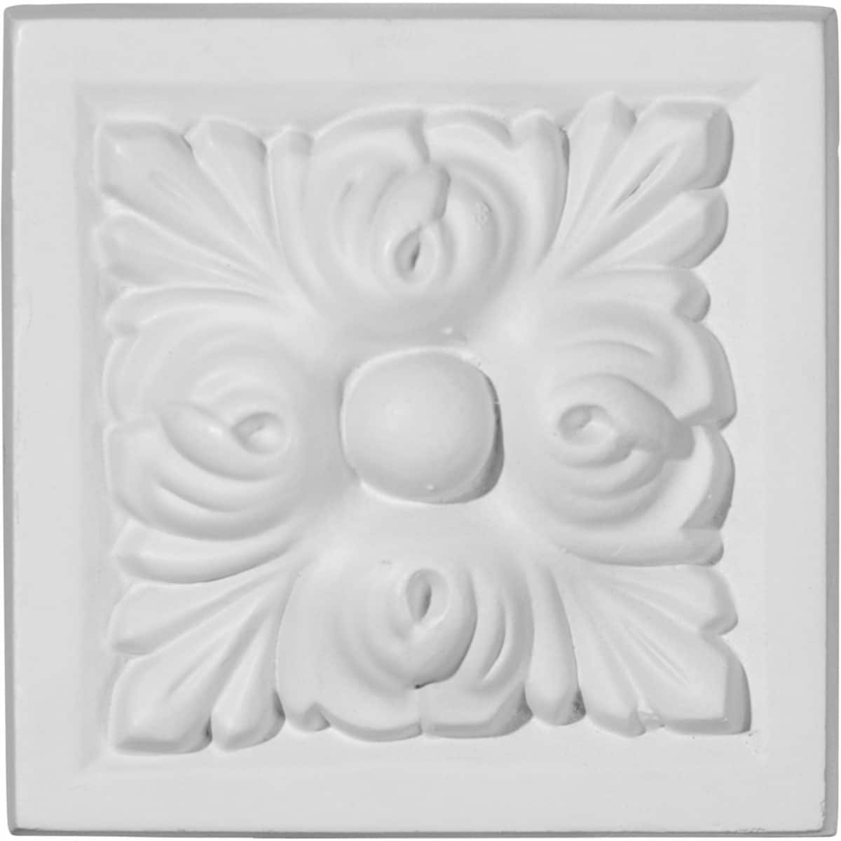 Ekena Millwork PB03X03BE Benson 3.875-in x 3.875-in Primed Urethane Square Rosette