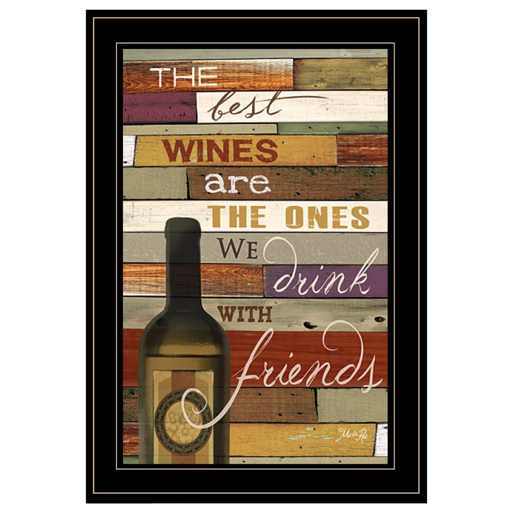 HomeRoots 4000406540 The Best Wine 3 Black Wood Framed 21-in H x 15-in W Inspirational Paper Print
