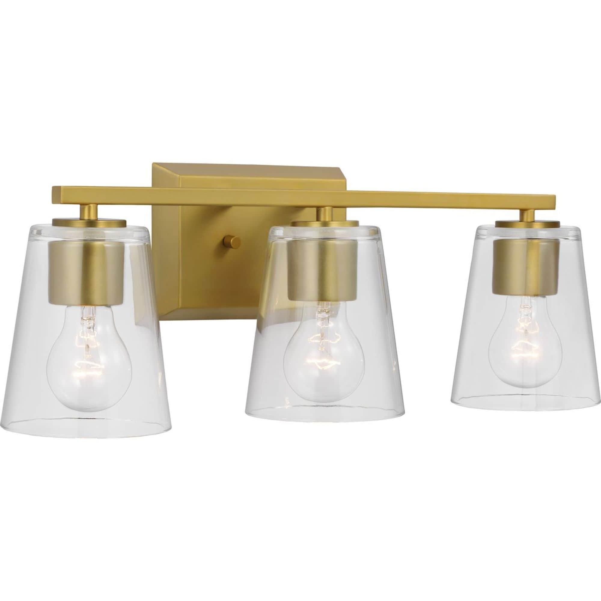 Progress Lighting P300459-191 Vertex 20.87-in 3 -Light Brushed Gold Modern/contemporary Vanity light