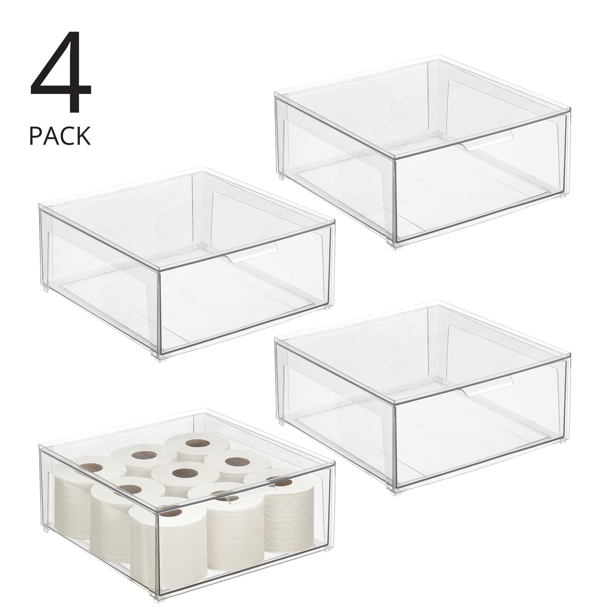  Clear Plastic Box - 4 Square X 2 Tall - 6 Boxes Per Pack