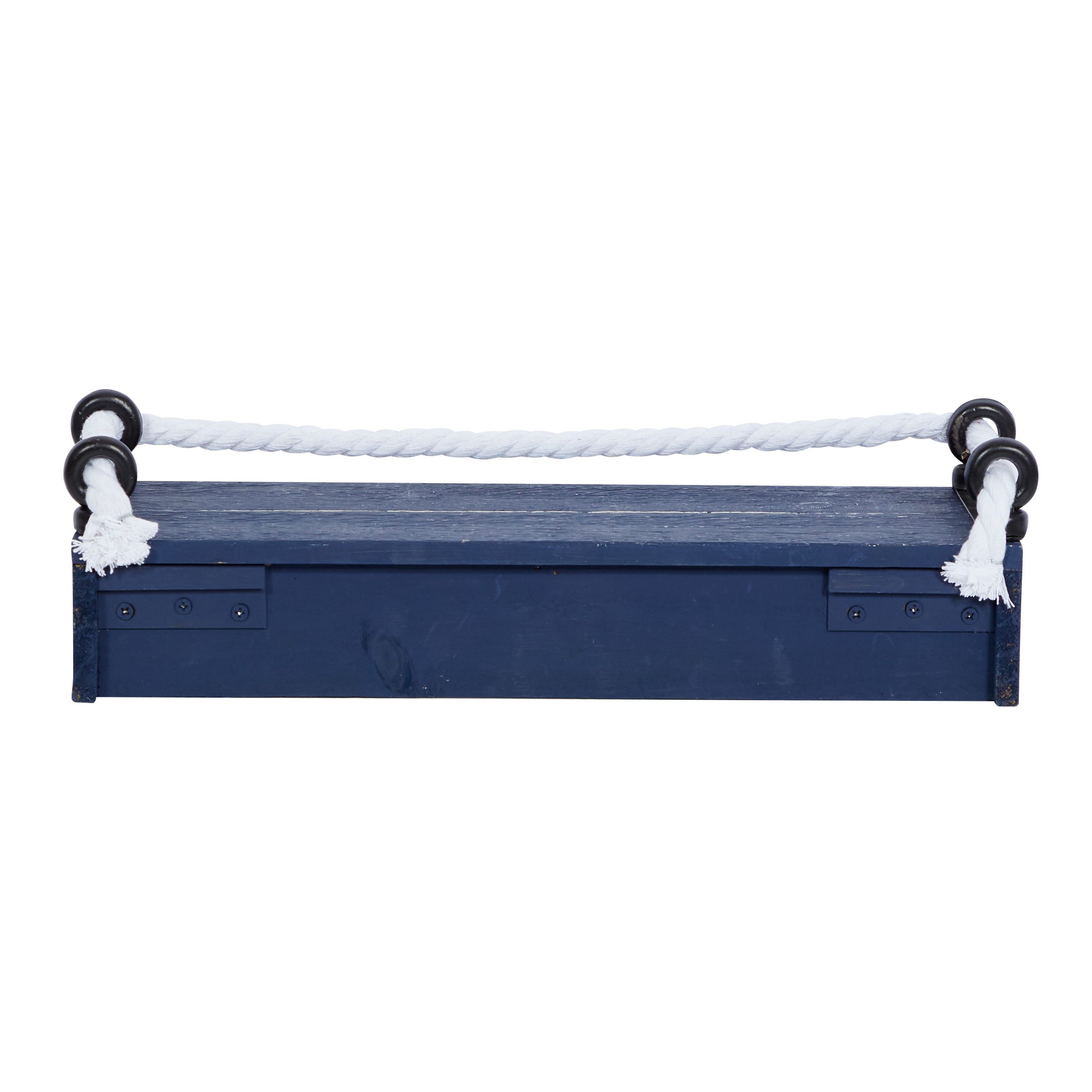 Blue and White Nautical Wood Floating Wall Shelves, Set of 3