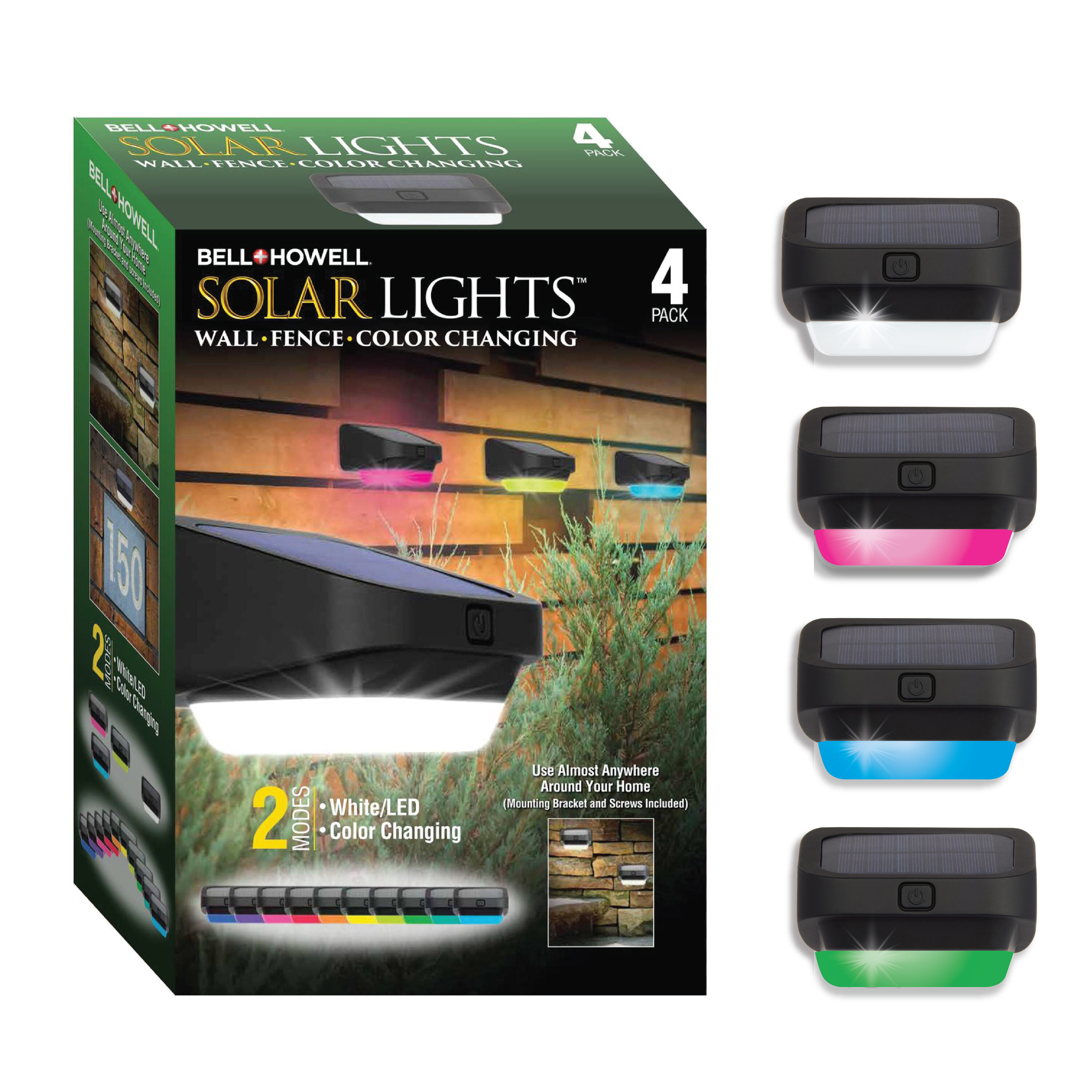 Bell & Howell 21 Lumens Solar Powered Landscape Path Lights 2 Modes Warm Bright Light (4-Pack) 7723