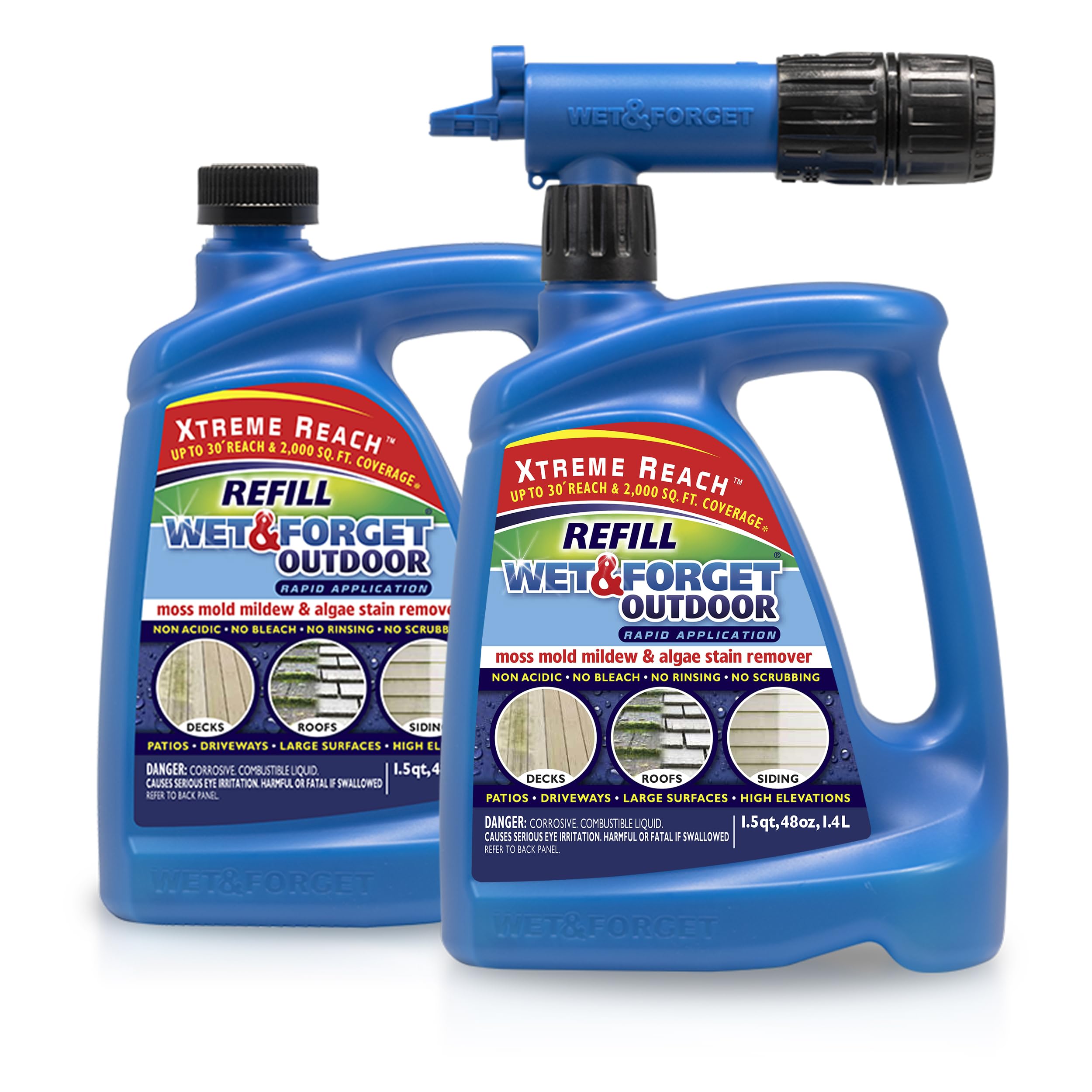 Wet and Forget DIB-AW-705588QTY-2 Outdoor Stain Remover  Multi Surface Cleaner with Improved Nozzle 48 Fl Oz