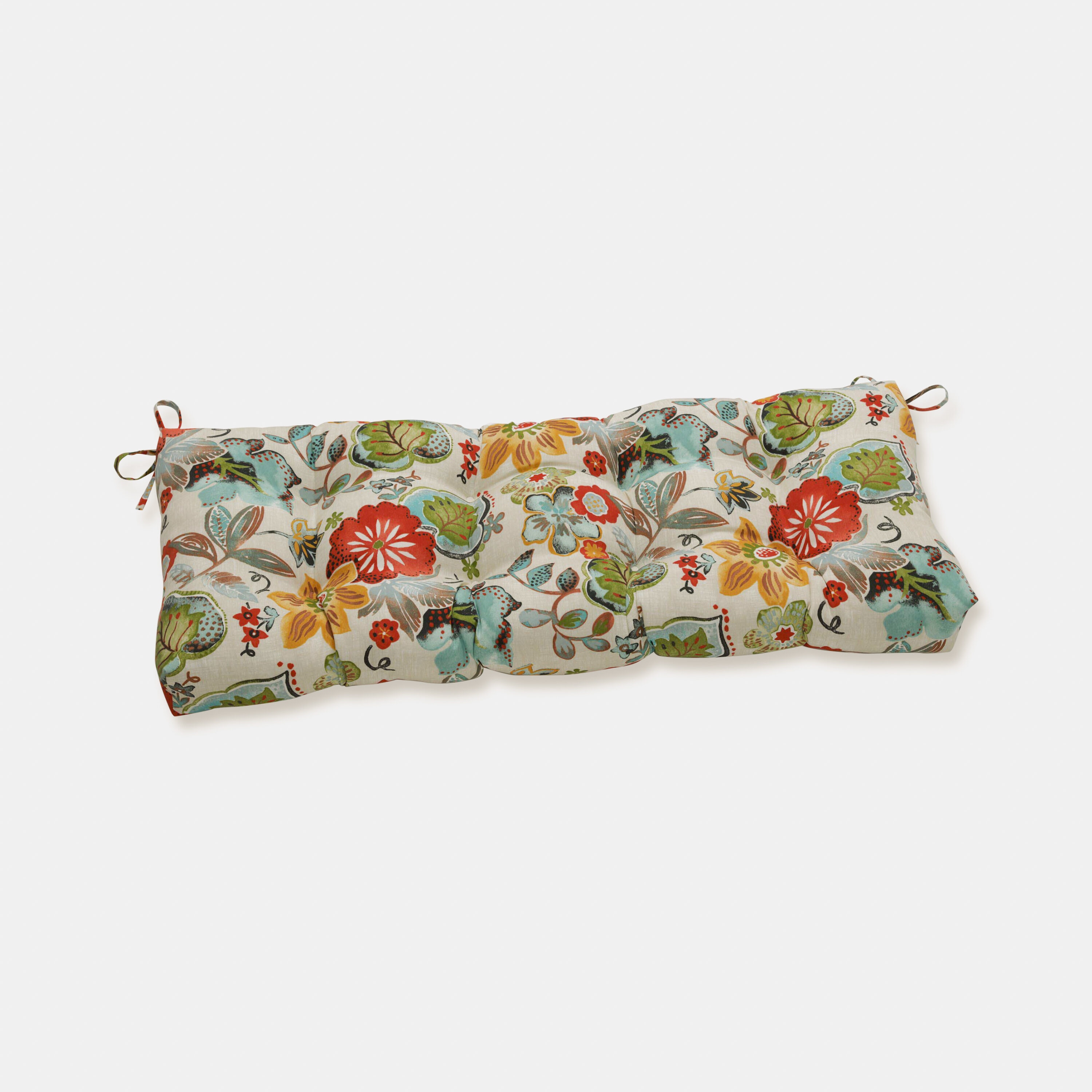 Pillow Perfect 651897 Alatriste Ivory 44-in x 18-in Multicolored Patio Bench Cushion