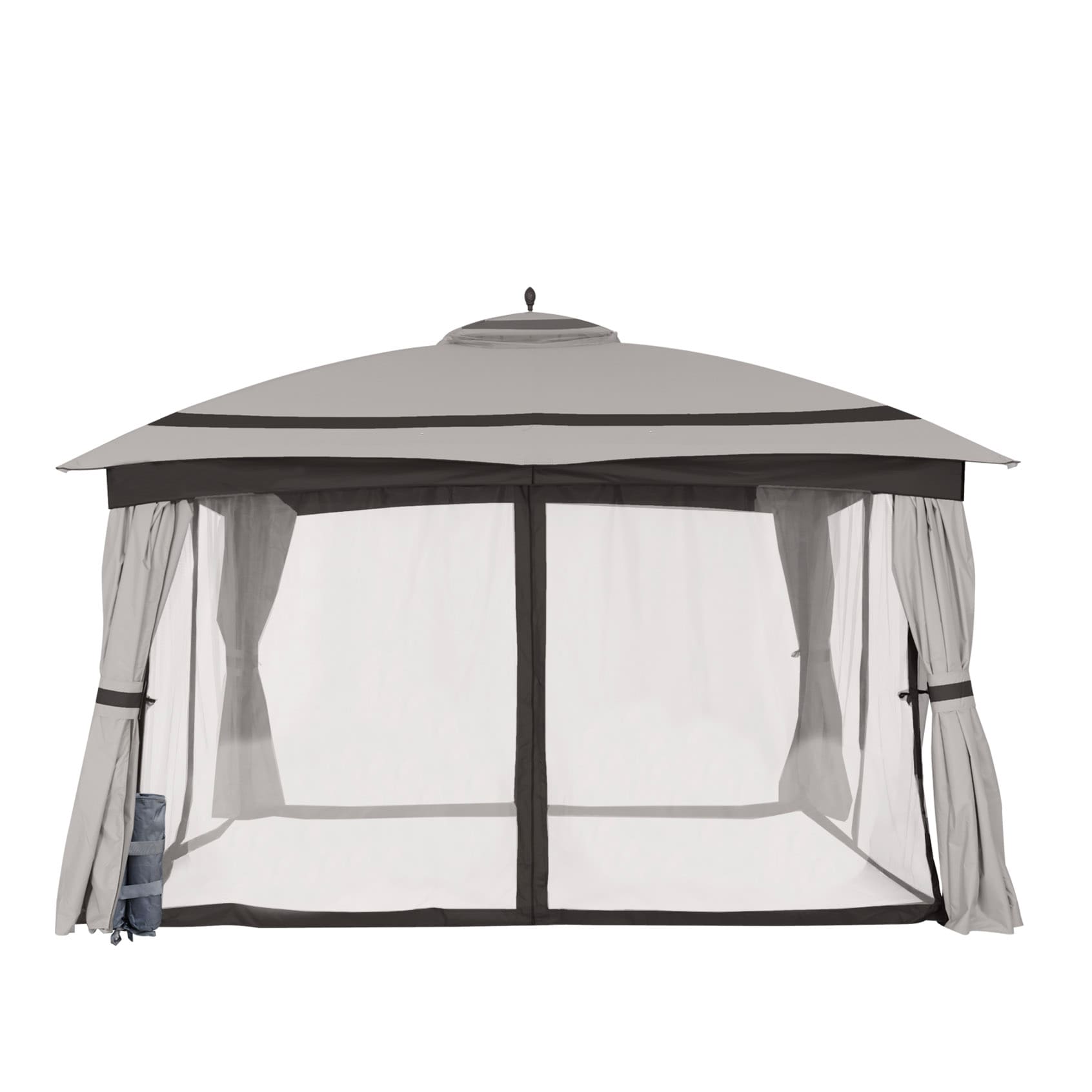 StarEcho AHGUS-CM-D1995A-G 13-ft x 11-ft Patio gazebo with Netting and Curtain Grey with Soft Top Roof (Screen Included)