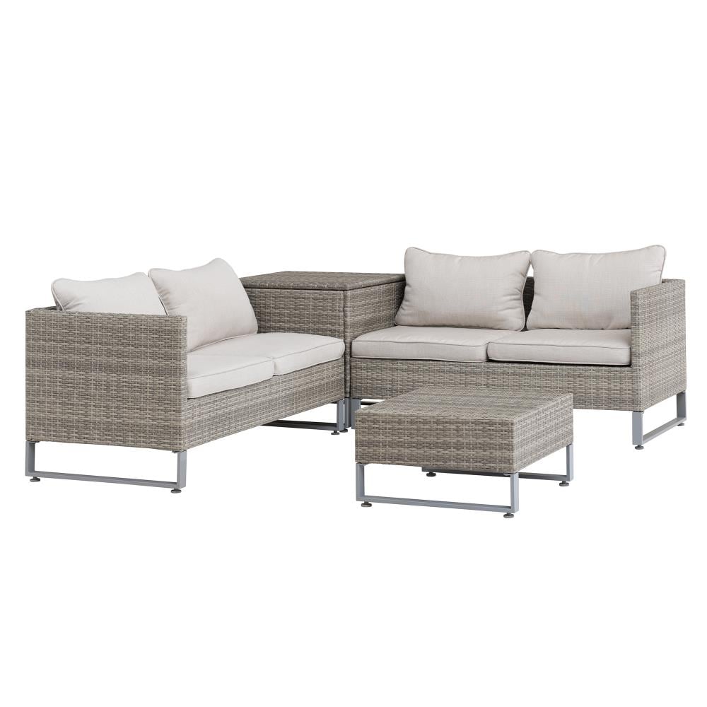 Sunjoy Wicker Outdoor Loveseat Gray Cushion(S) and Steel Frame at Lowes.com