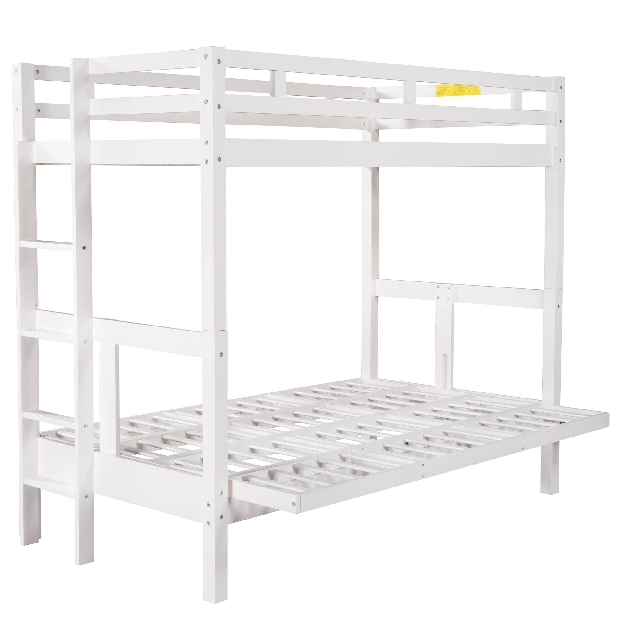 Yiekholo Convertible Twin Over Full Bunk Bed With Pull-Out Trundle ...