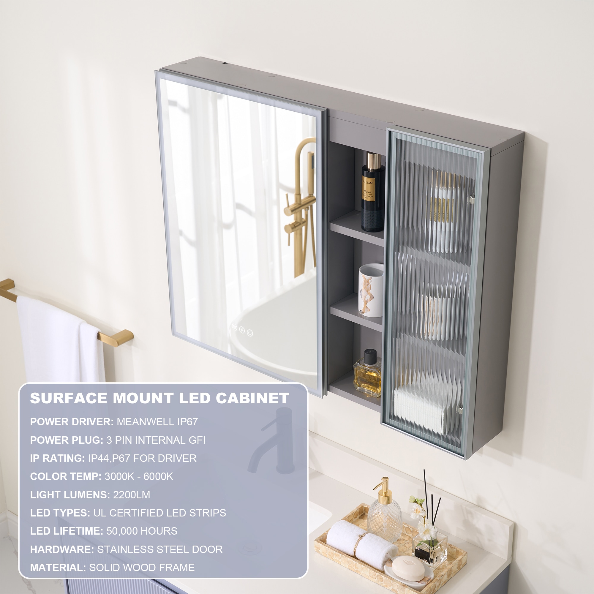 Forclover ALF-FL36GY Bathroom-Medicine-Cabinets - View #6