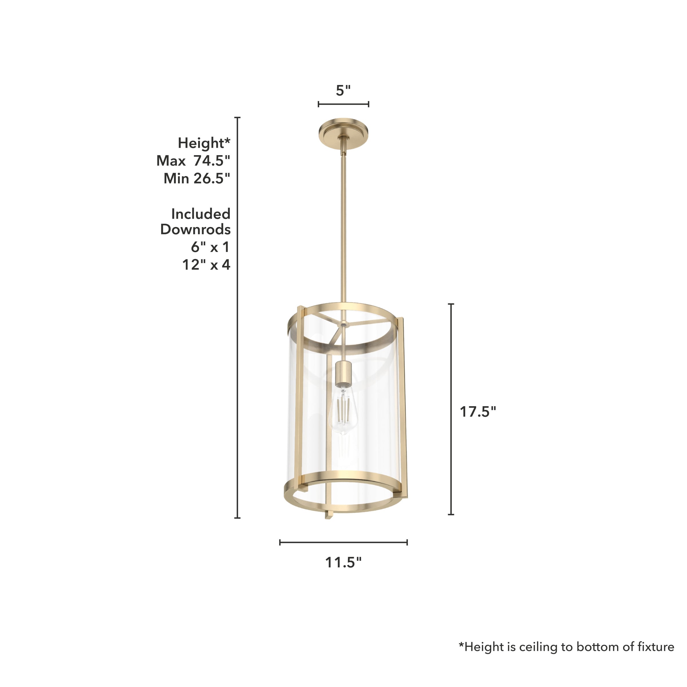 Hunter Astwood Alturas Gold Transitional Clear Glass Cylinder LED ...