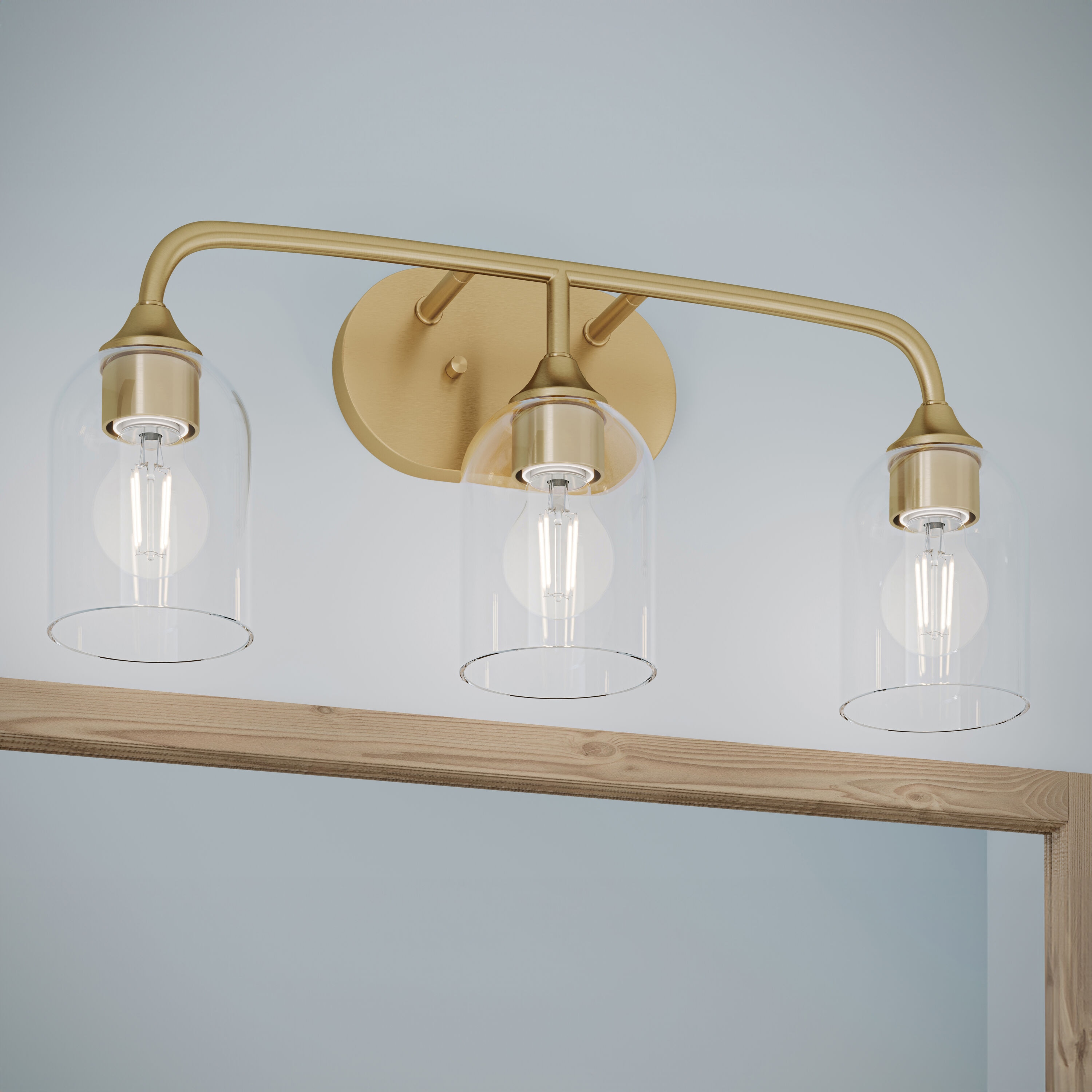 Progress Lighting Ilia 22-in 3 Light Brushed Gold Traditional Bathroom Vanity light