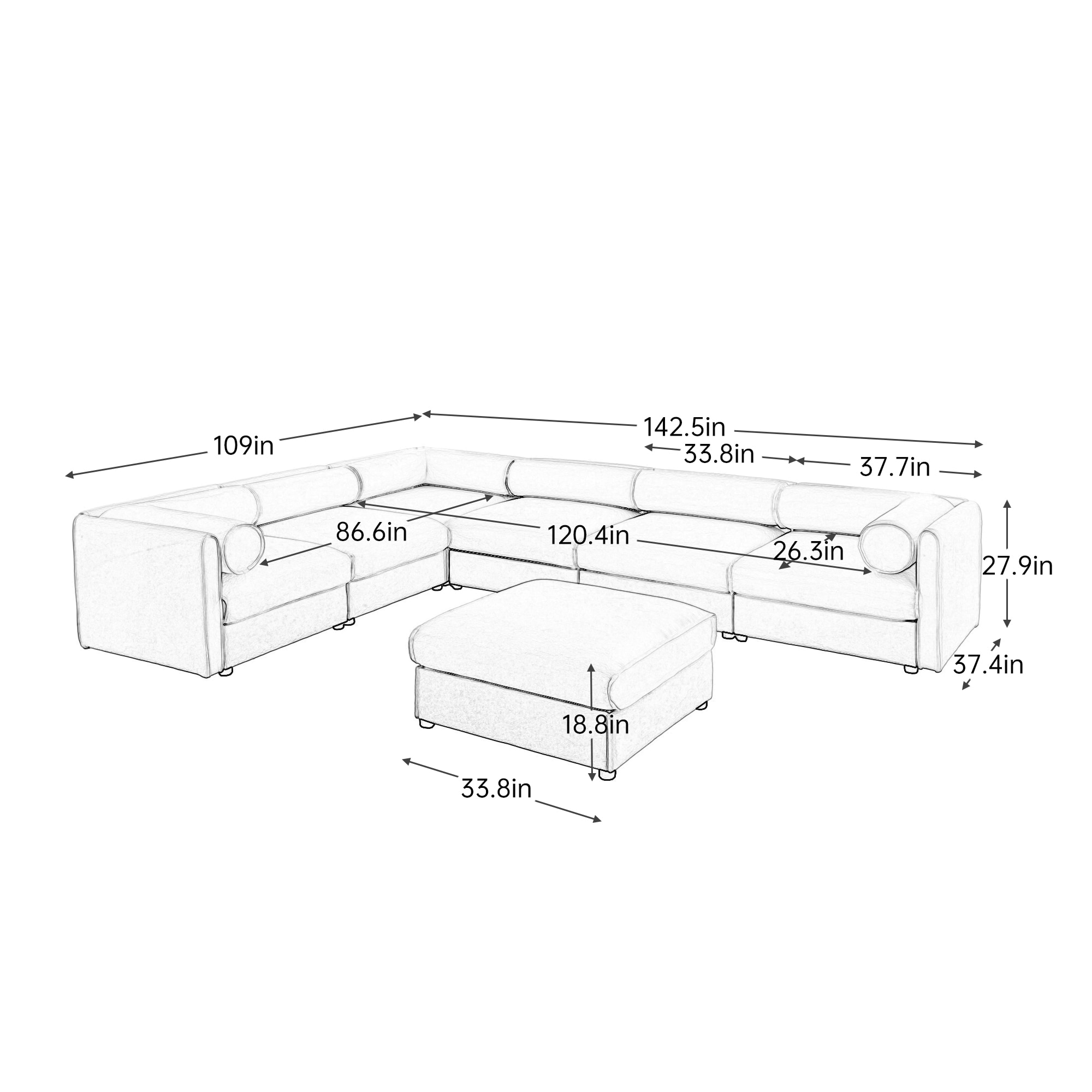SINOFURN SYA020331BG Sofas-Loveseats - View #6