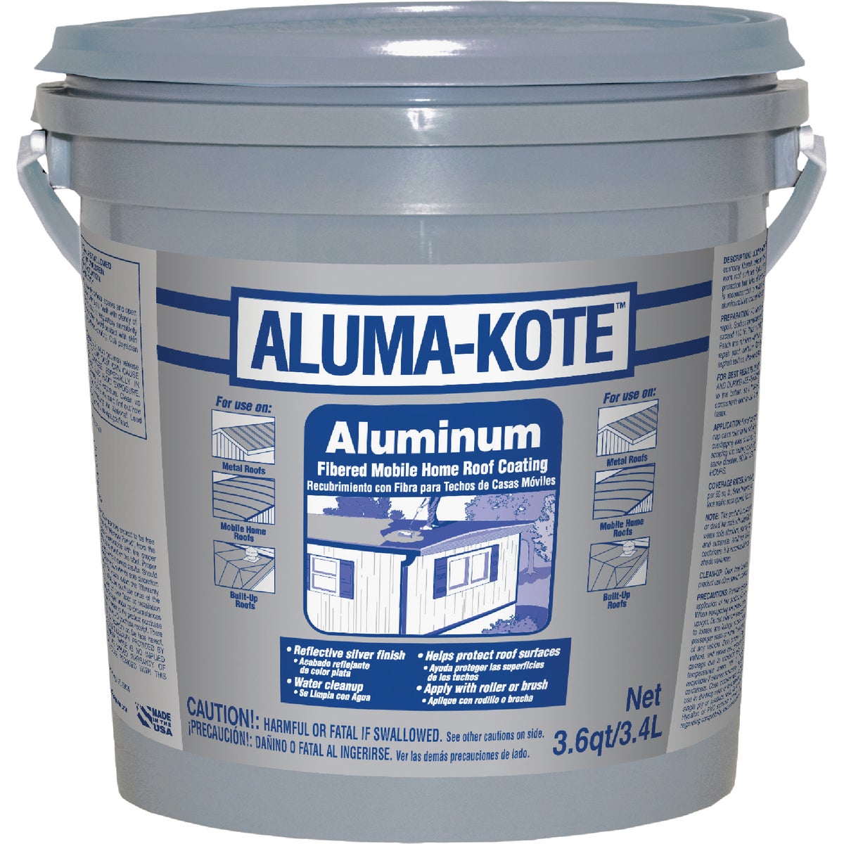 Gardner -Gibson Aluma-Kote Gloss Silver Fibered Aluminum Roof Coating 1 gal