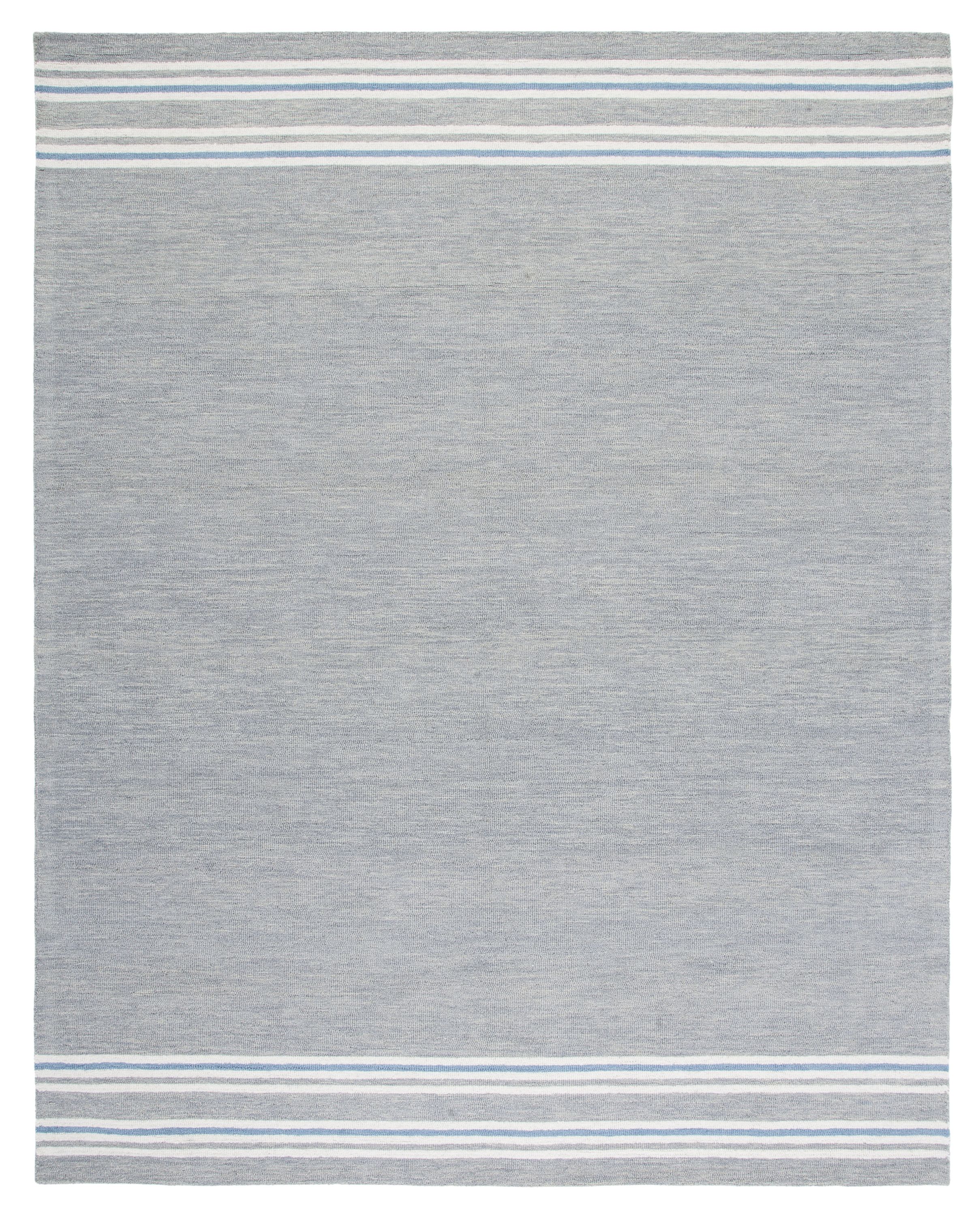 Safavieh MET603F-8 Metro Shinobu 8 x 10 (ft) Tufted Wool Gray/Blue Rectangular Indoor Stripe Farmhouse/Cottage Area rug