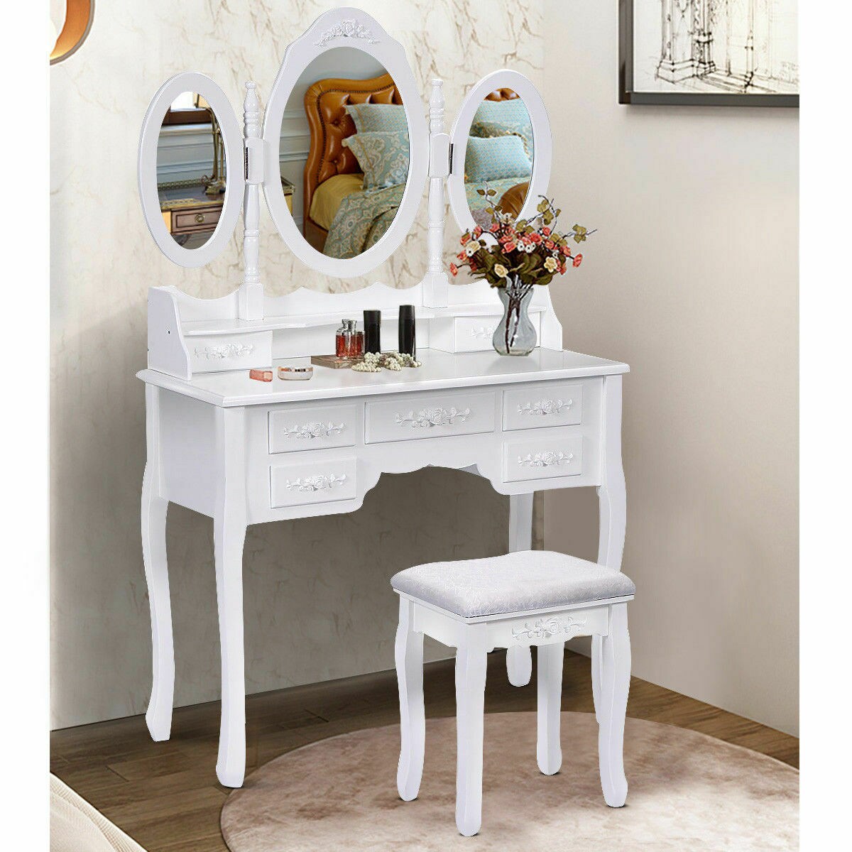 Goplus 16 in White Makeup Vanity at Lowes