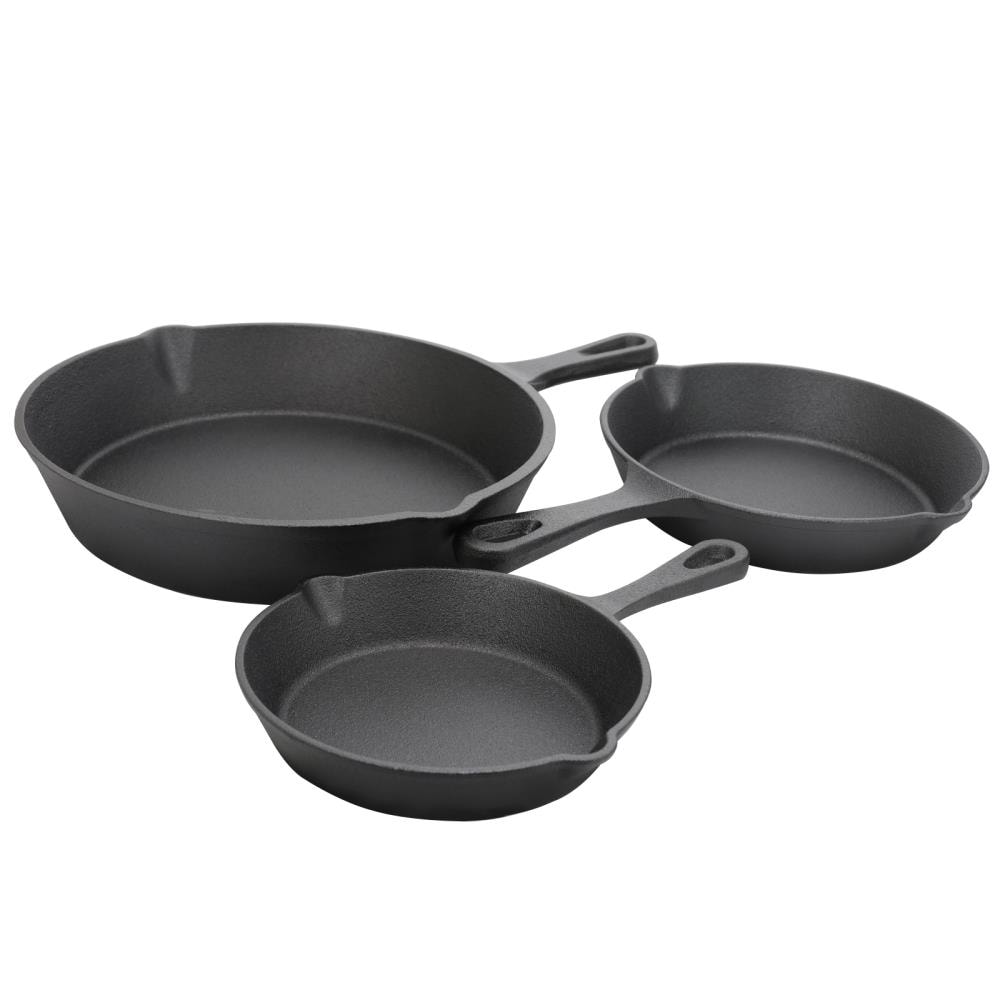 MegaChef Pre-Seasoned 3 Piece Cast Iron Skillet Set, Size: 3PC