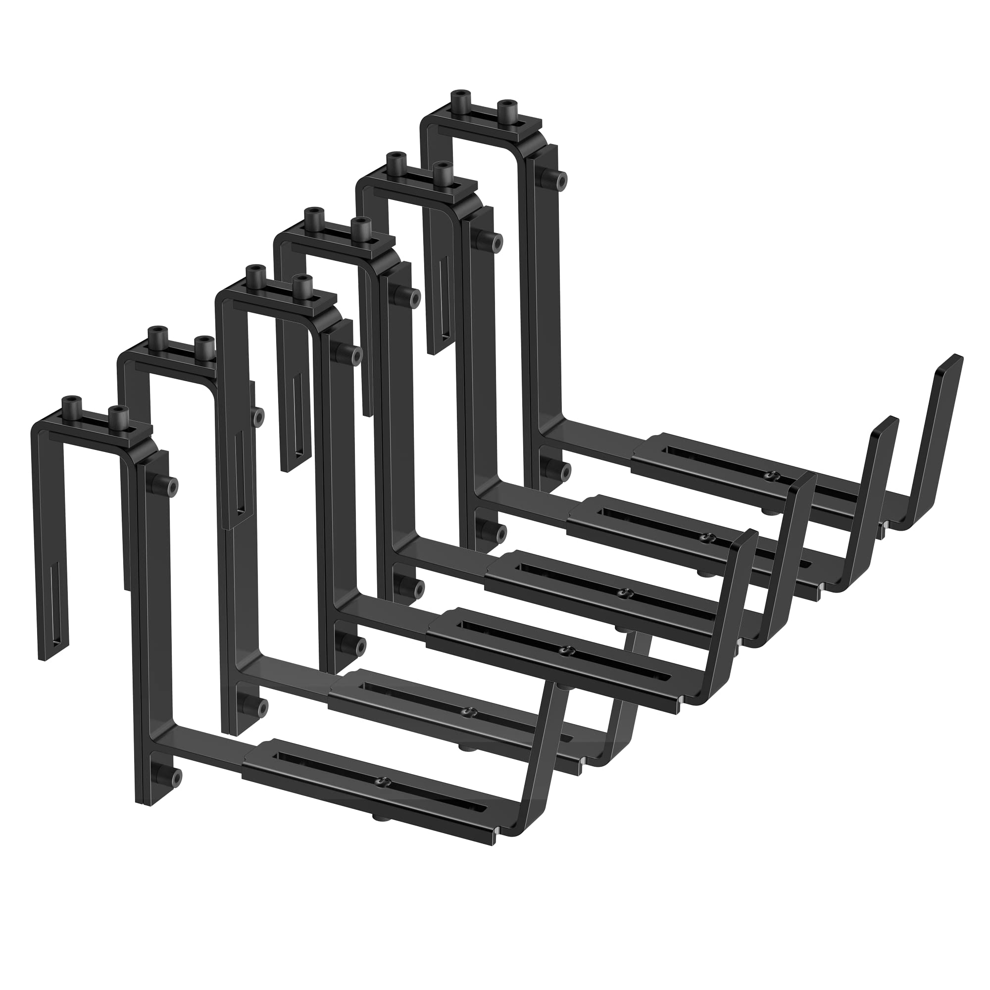 Etokfoks  Adjustable Window Box Brackets 11 3x10 94x3 39 Inch Black Steel Wall Mounted Outdoor 6 Pack