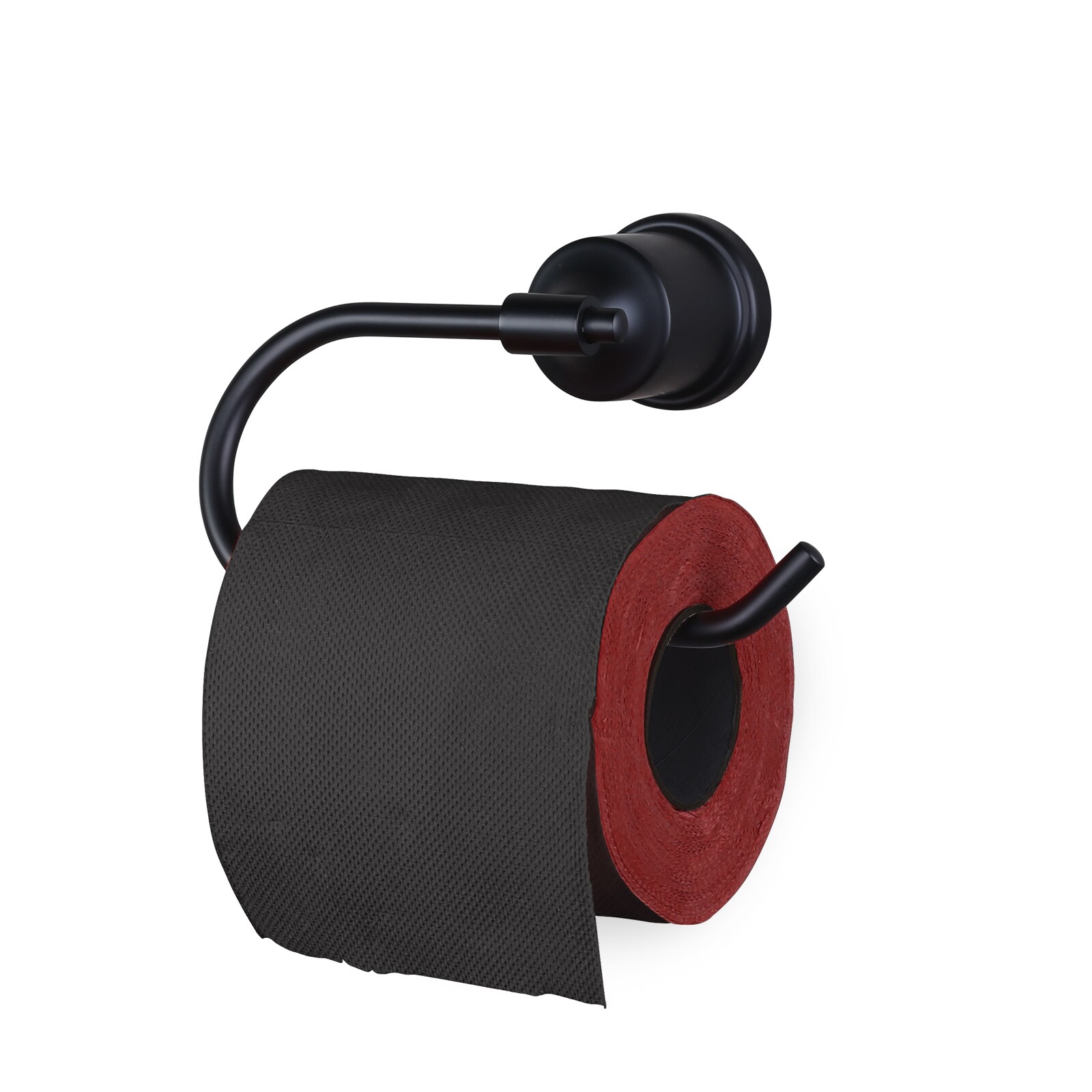 FORIOUS Matte Black Recessed Spring-loaded Toilet Paper Holder