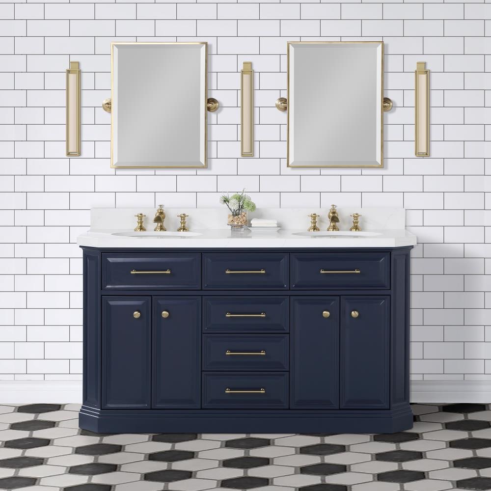 Water Creation Palace 60-in Monarch Blue Undermount Double Sink ...