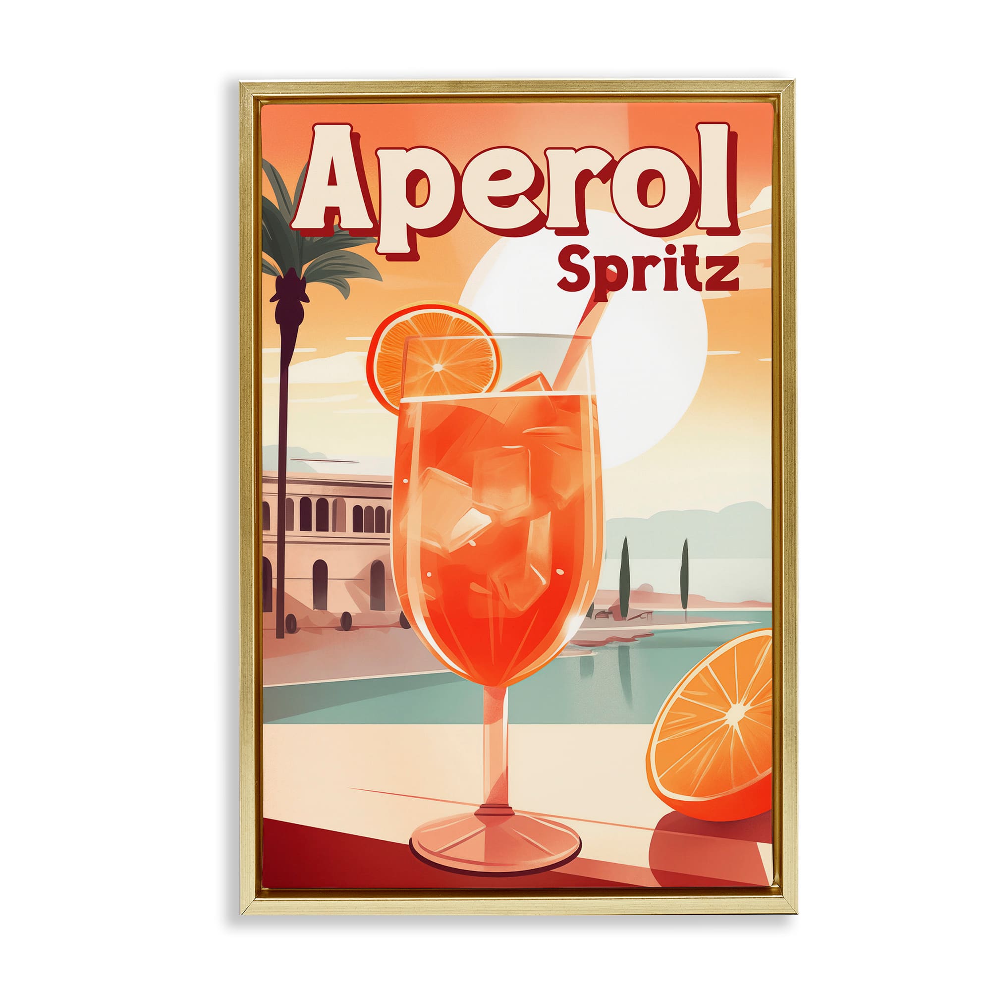 Stupell Industries BT-215-FFG-20X30 Bright Tropical Aperol Spritz Floating Frame design by Andreas Magnusson