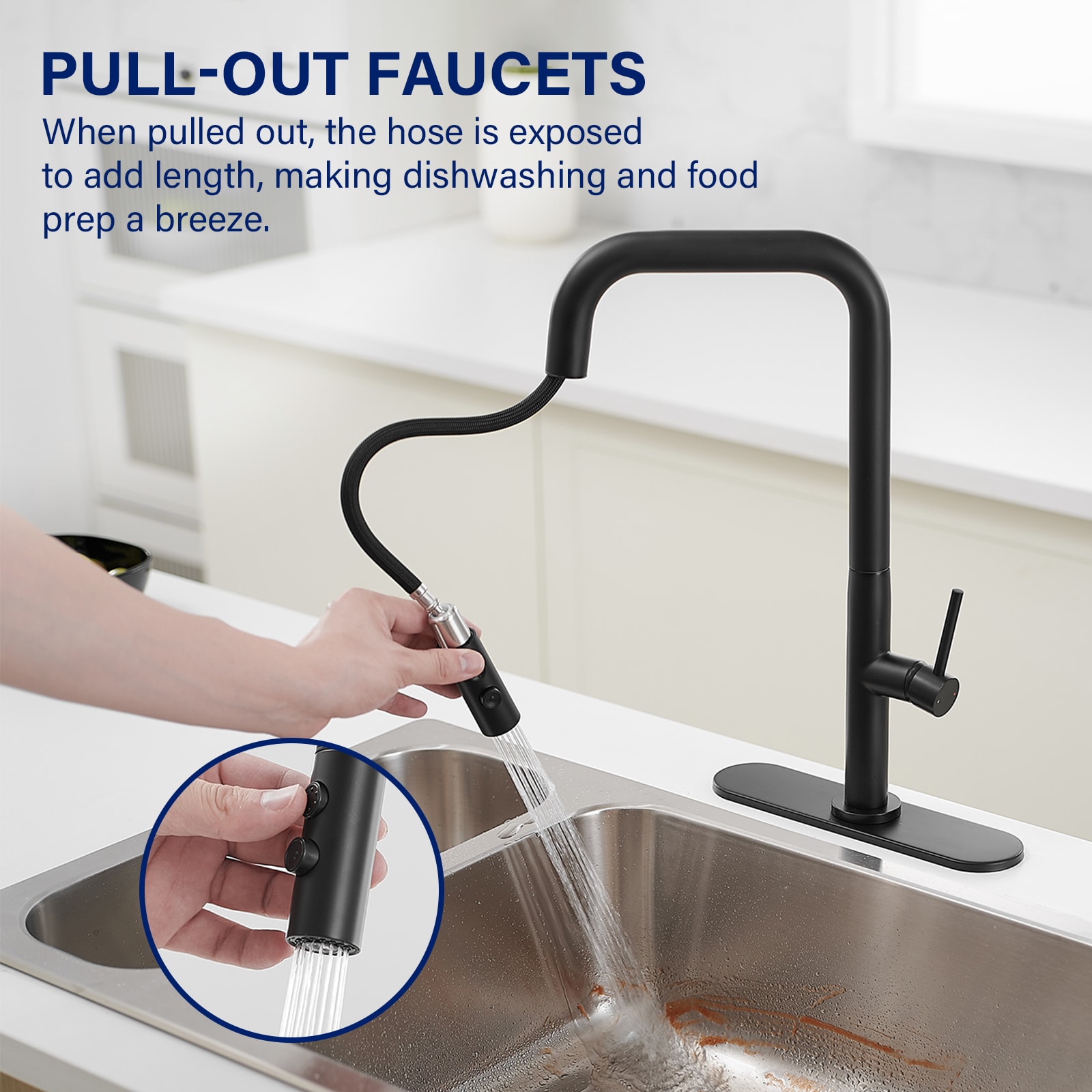 Matte Black Nickel Mid-Arc Pull-Out Spray Kitchen Faucet