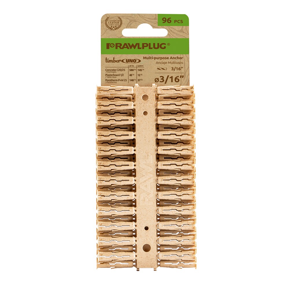 Rawlplug R-U0-316-96-TB TIMBER UNO 48-lbs. 3/16-in x 1-1/4-in Anchors 96 -Pack