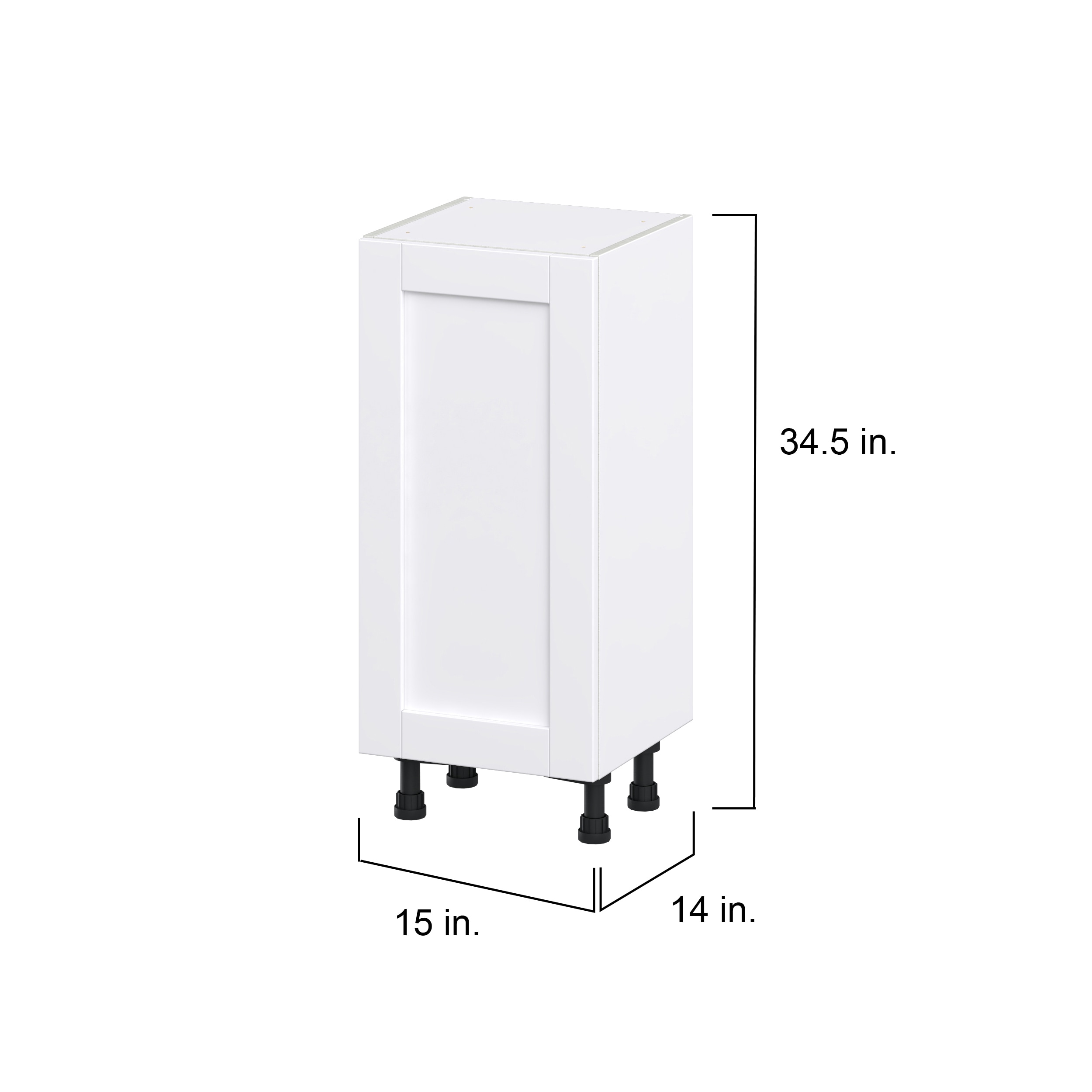 Hugo&Borg Rosemont 15-in W x 34.5-in H x 16-in D Glacier White Base Fully Assembled Cabinet (Glass Panel Shaker Door Style)