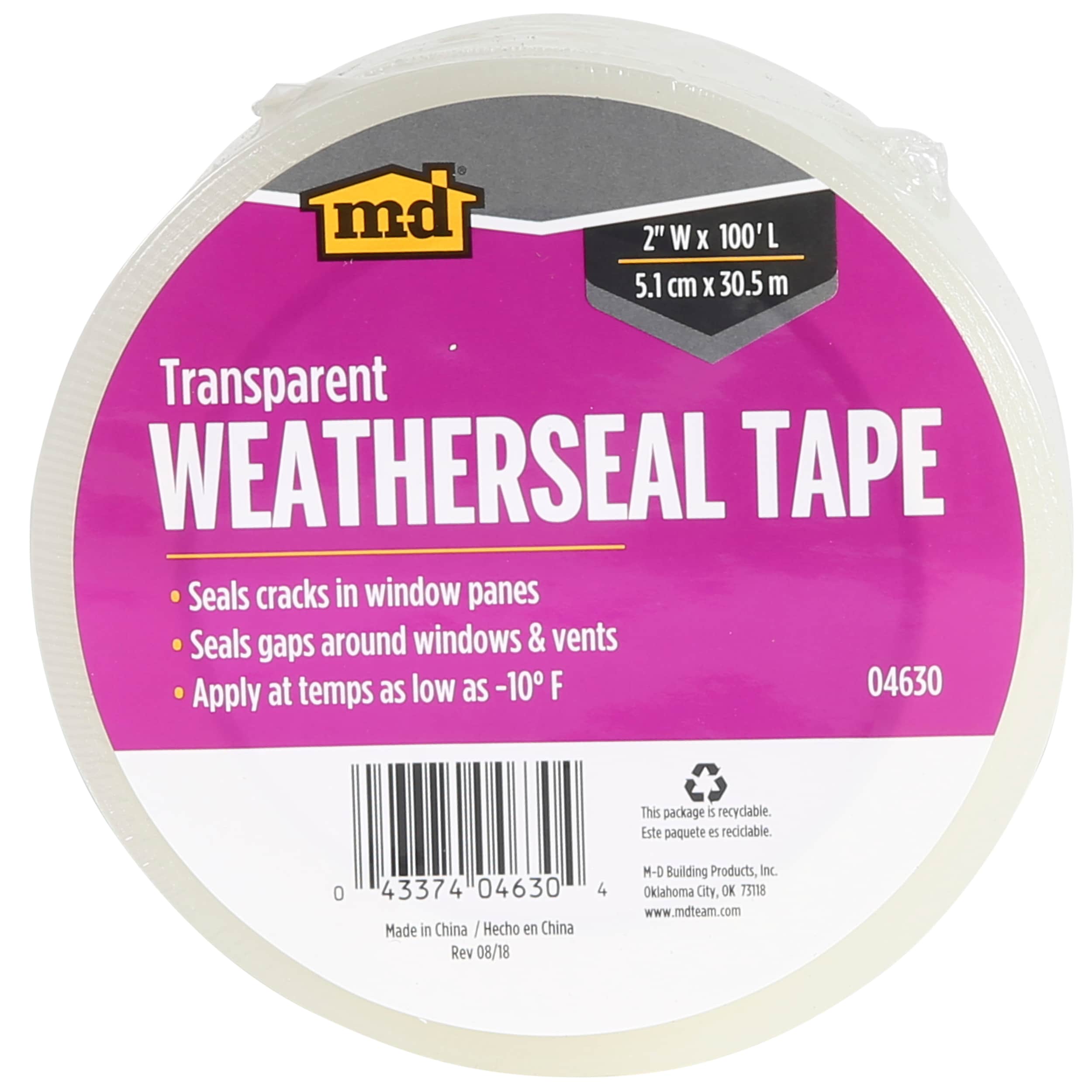 2 x 100 Clear Plastic Weatherseal Tape 