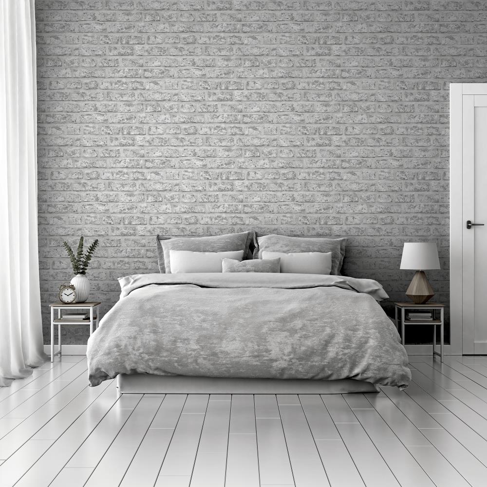 Arthouse 56-sq ft Grey Paper Brick Unpasted Wallpaper in the Wallpaper ...