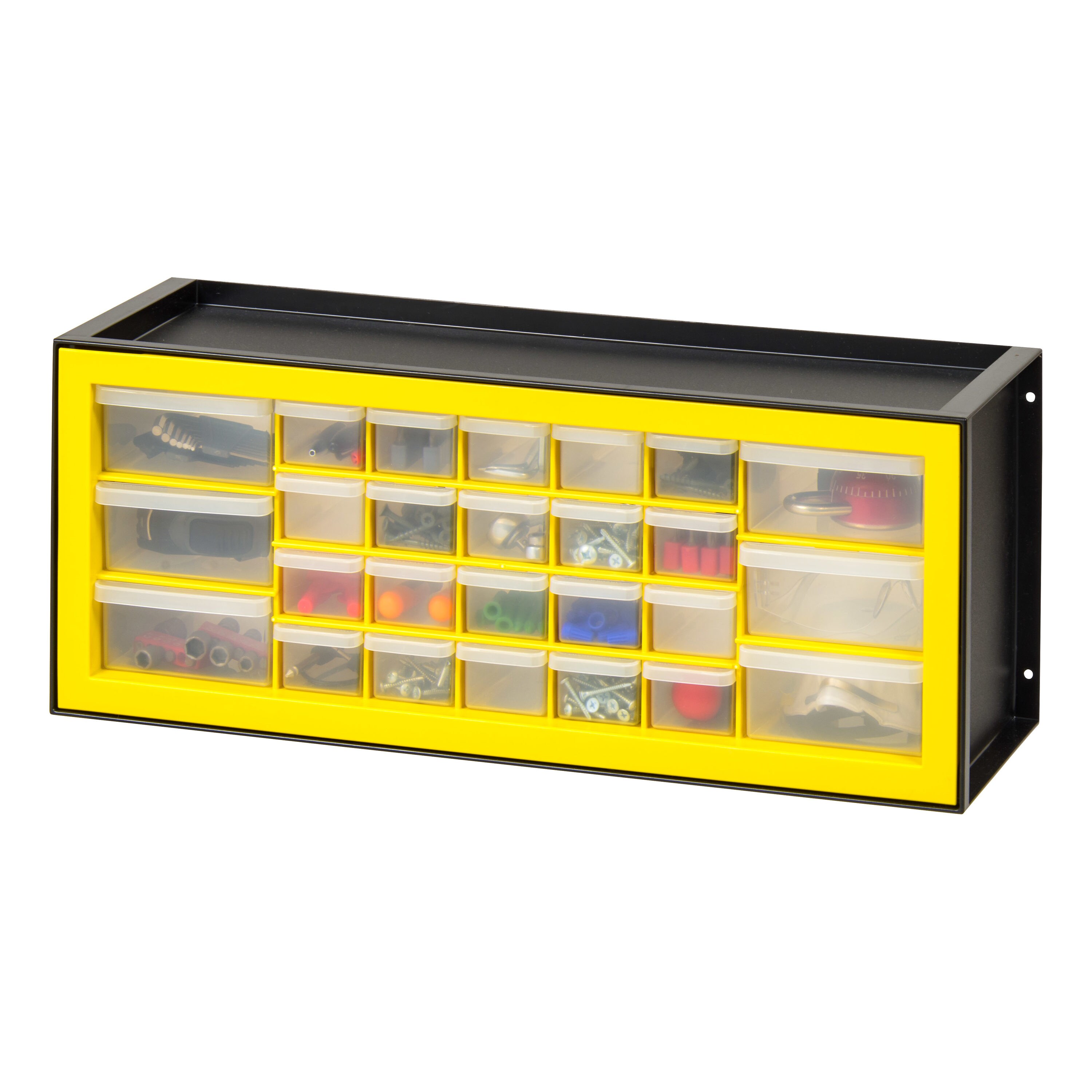 Sana Enterprises Small Parts Storage Organizer with 11 Translucent Drawers  and Built-in Handle or Wall