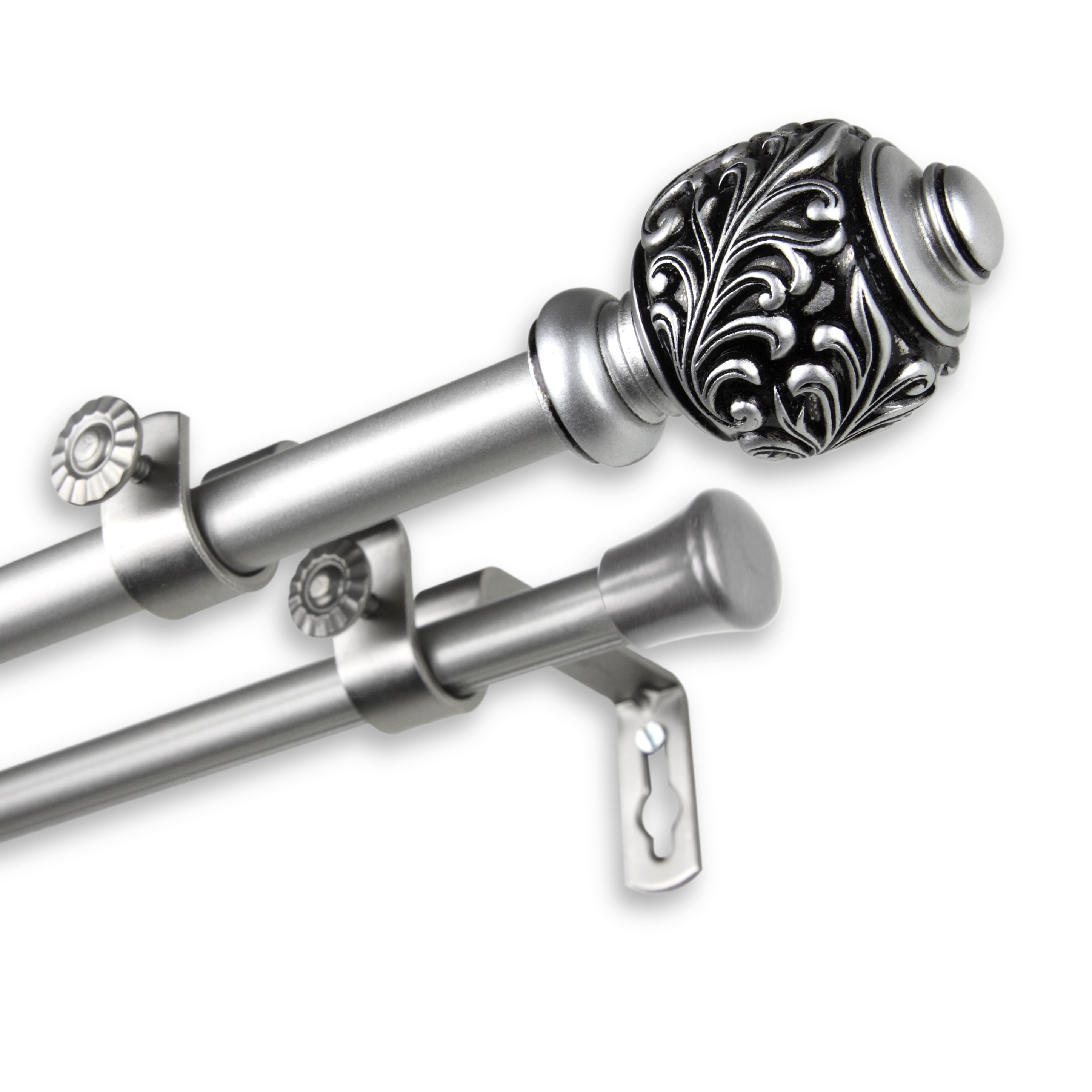 Rod Desyne 28-in to 48-in Satin Nickel Steel Double Curtain Rod in the ...