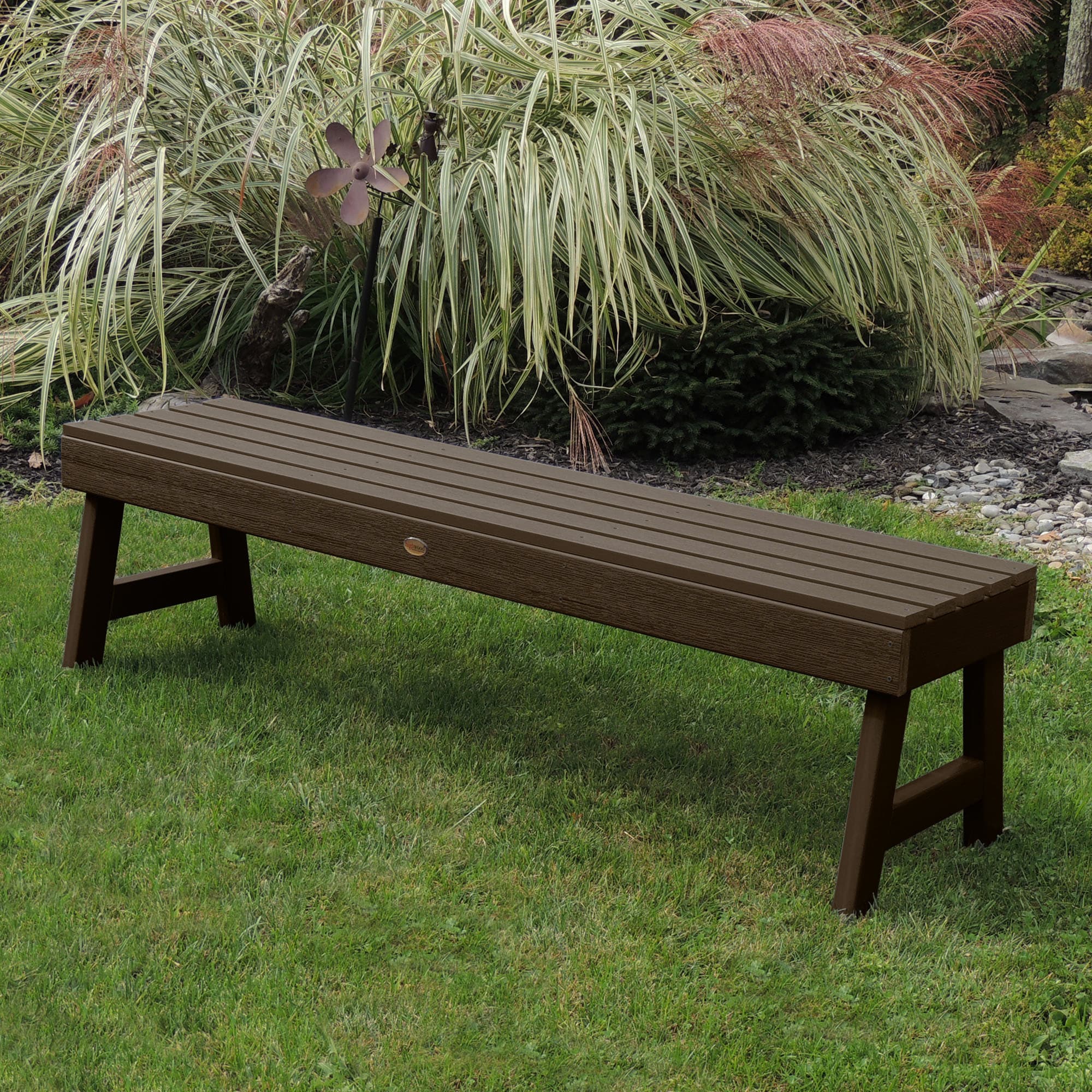 highwood AD-BENN3-ACE The Weatherly 56.63-Inches W x 16.69-Inches H Weathered Acorn Plastic Dining Bench