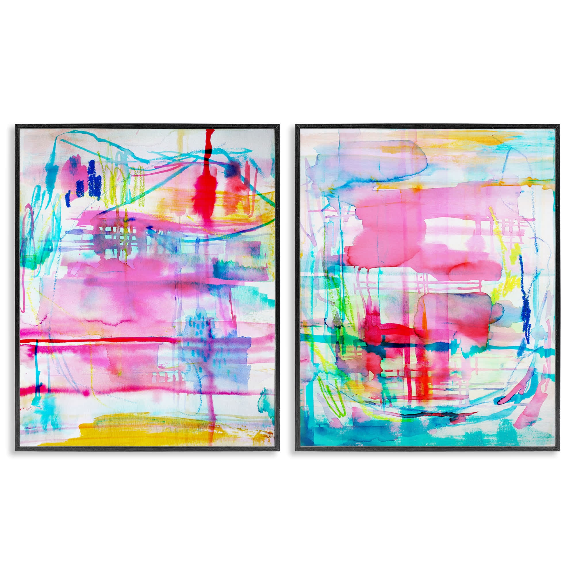 Stupell Industries B2-888-FR-2PC-16X20 Vibrant Chaos Abstractions 2 Piece Black Framed Giclee Art Set By Gemma Bardot 16 x 20