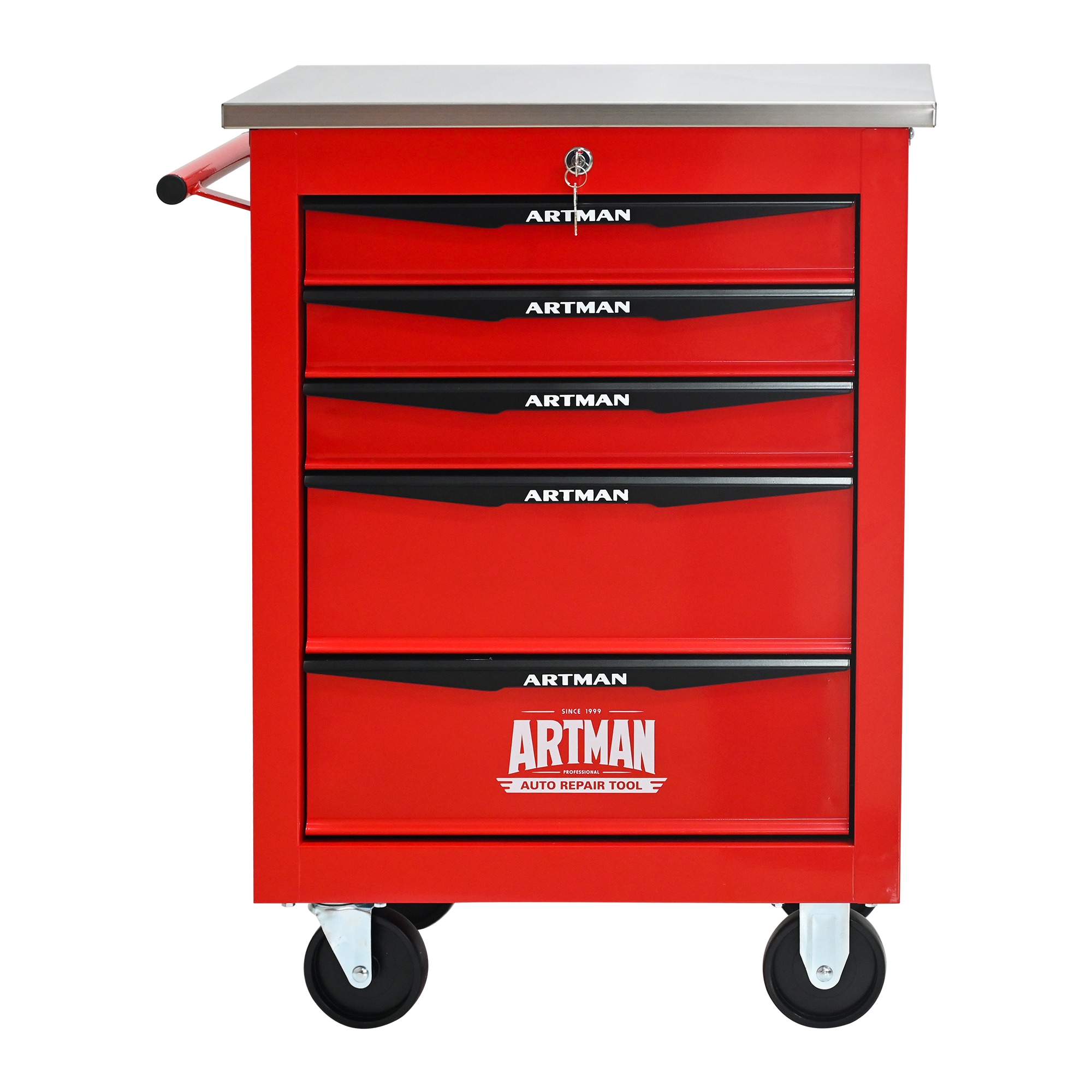 Wooakway Multifunctional Bottom Tool Cabinet with Lockable Wheels Durable Rolling Tool Chest Featuring Sliding Drawers Spacious Garage Storage Cabinet