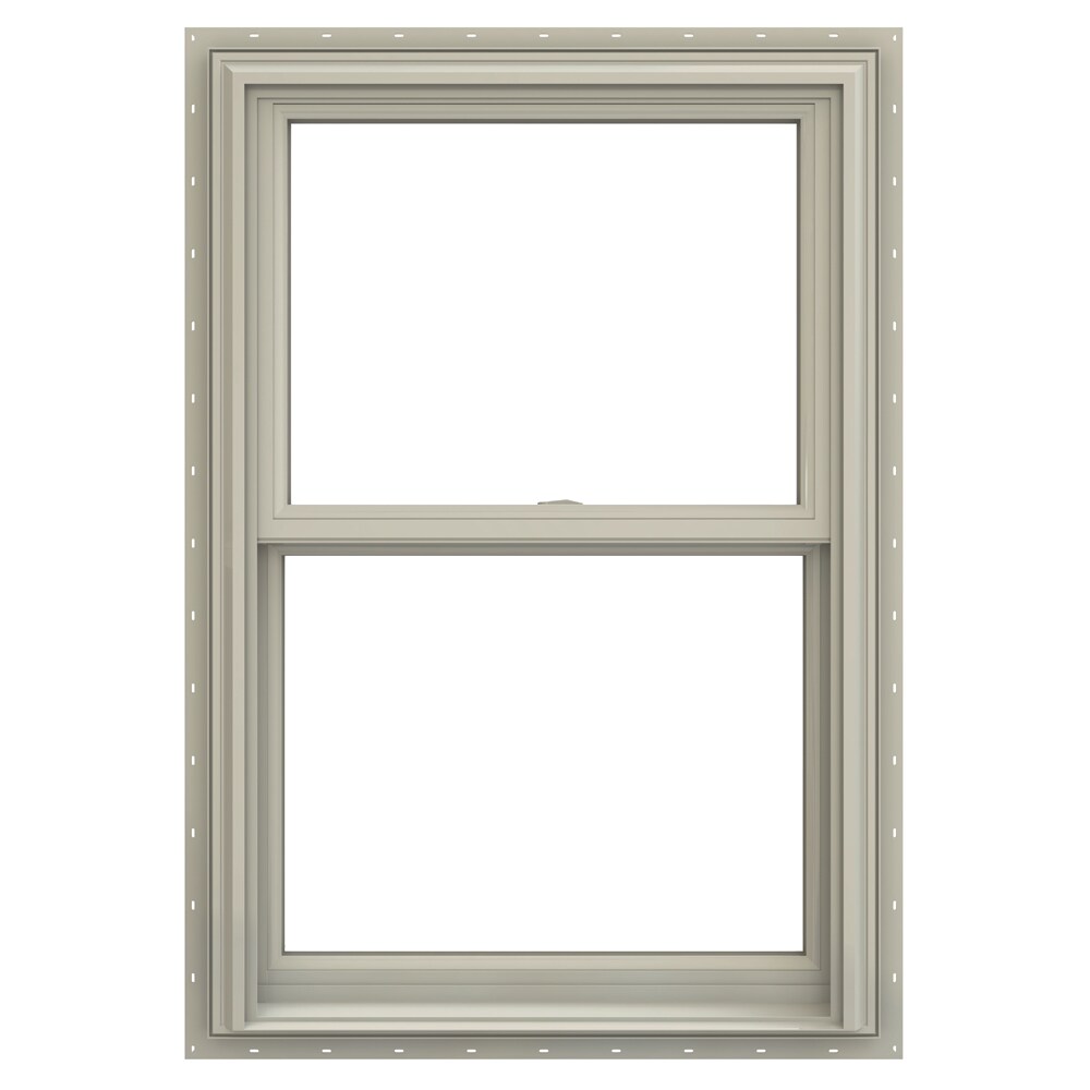 JELD-WEN LOWOLJW179200067 V-2500 25-1/2-in x 35-1/2-in Desert Sand Desert Sand Vinyl New construction Double Hung Window Low-E argon Double Pane Glass (Full Screen Included)
