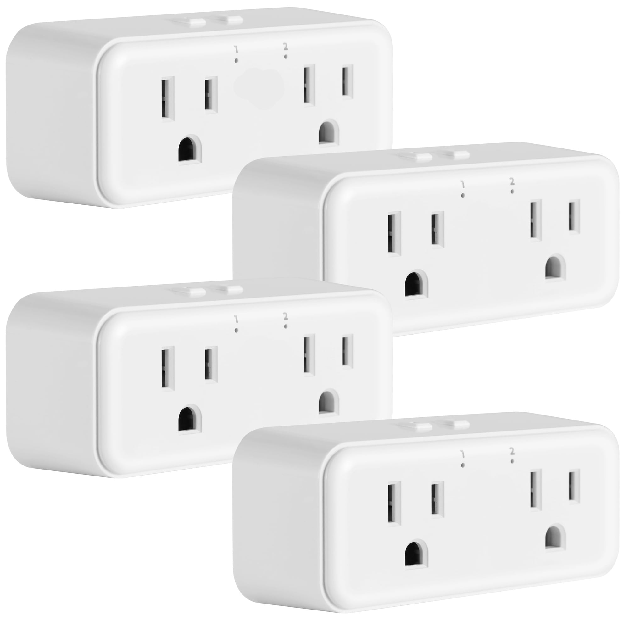 Misopily 4 Pack Smart Plug Duo 2 Outlet Wall Plug Extender WiFi Controlled Splitter Compatible with Alexa Google No Hub Required White #LMS0408P18