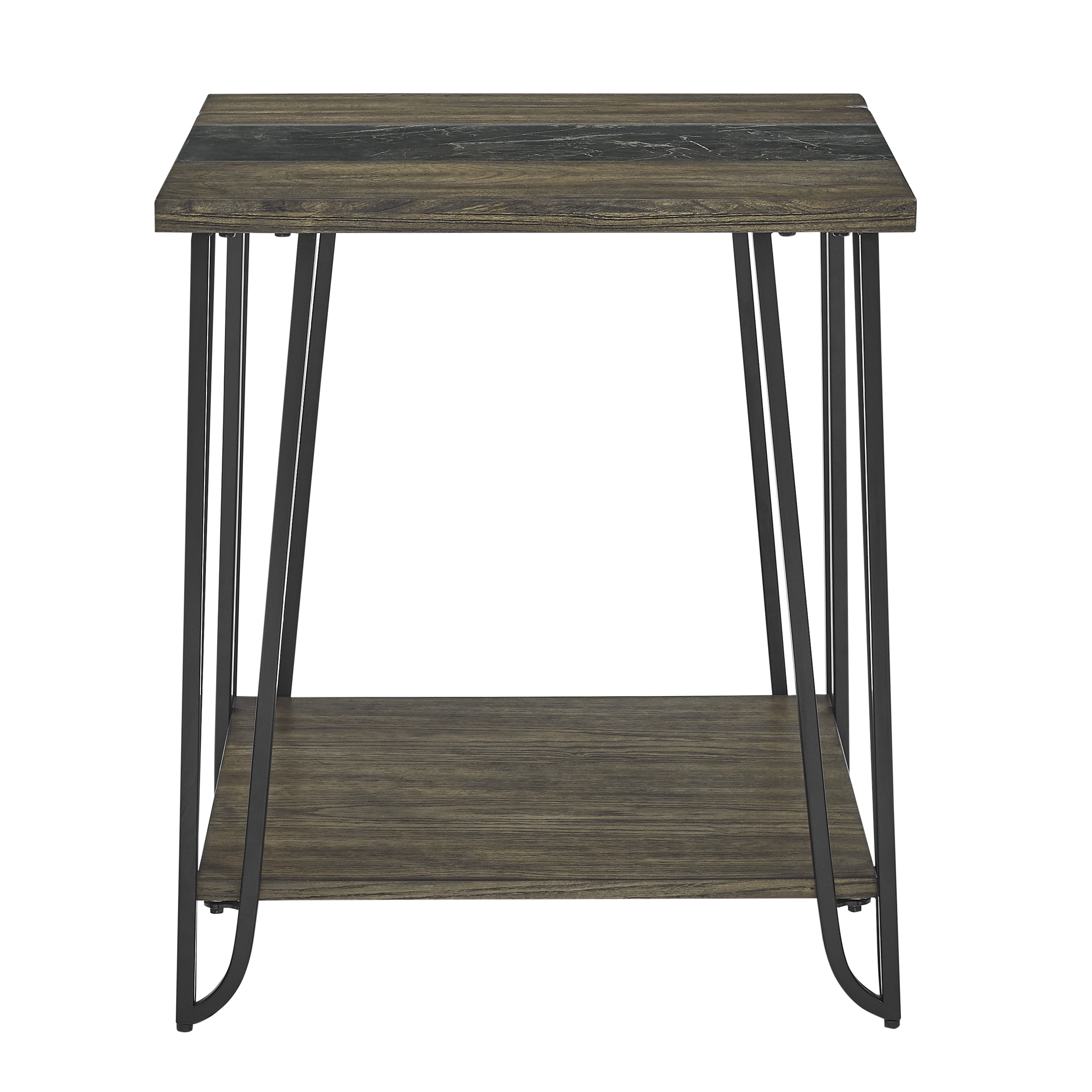 Steve Silver HP300E Harper 21.5-in W x 24-in H Dark Driftwood Wood veneer Square Rustic End Table Assembly Required