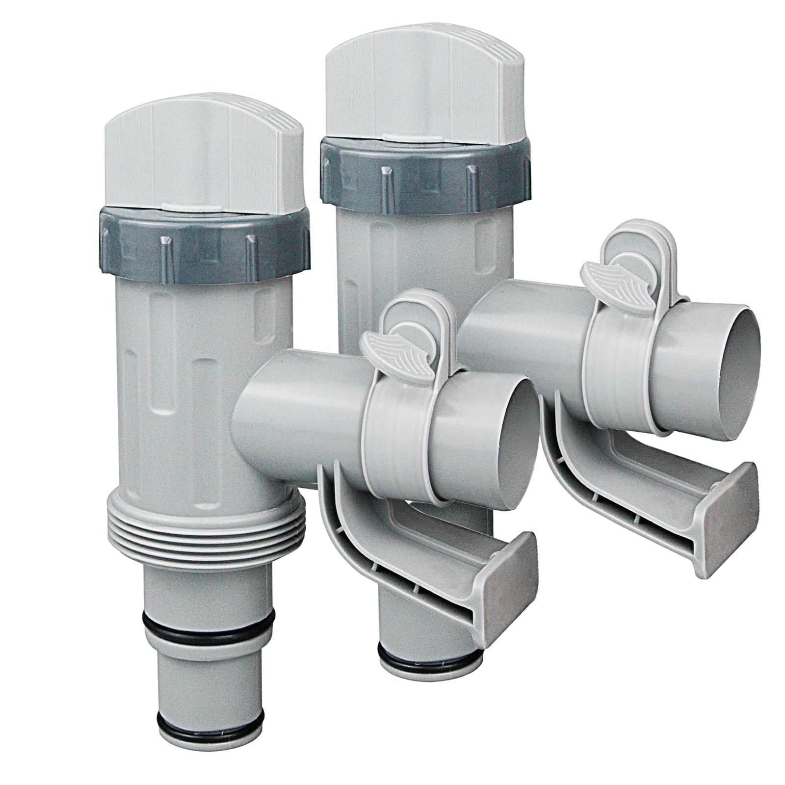 ITOPFOX  Plunger Valve with Pipe Holder Pool Hose Adapter for Above Ground Pools Pool Pump Hose Replacement Parts 2 Pack durable home and garden